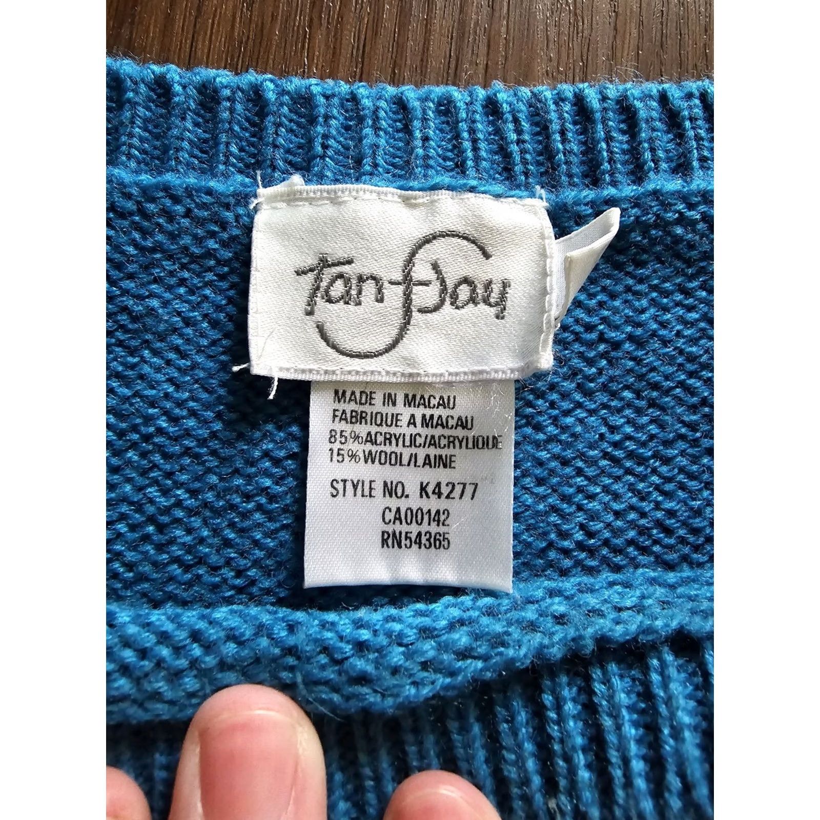 Vintage VINTAGE TanJay Womens Sweater XL 1990s Wool Blend Blue Arts & Crafts 80s 90s Casual Mens Womens Size XL / US 12-14 / IT 48-50 - 4 Thumbnail