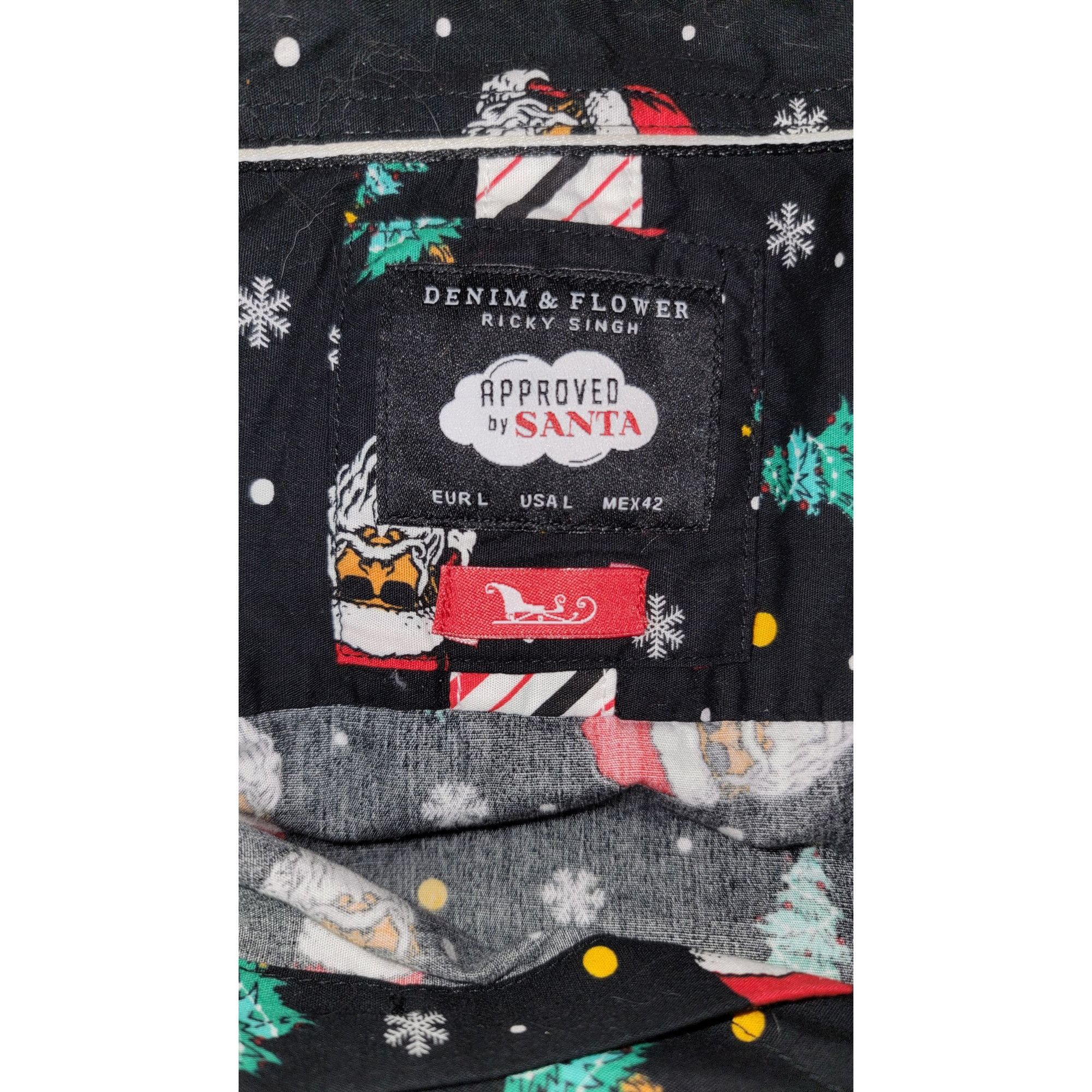 Denim & Flower Denim & Flower Mens Christmas Santa Shirt 100% Cotton Button Size US L / EU 52-54 / 3 - 3 Thumbnail