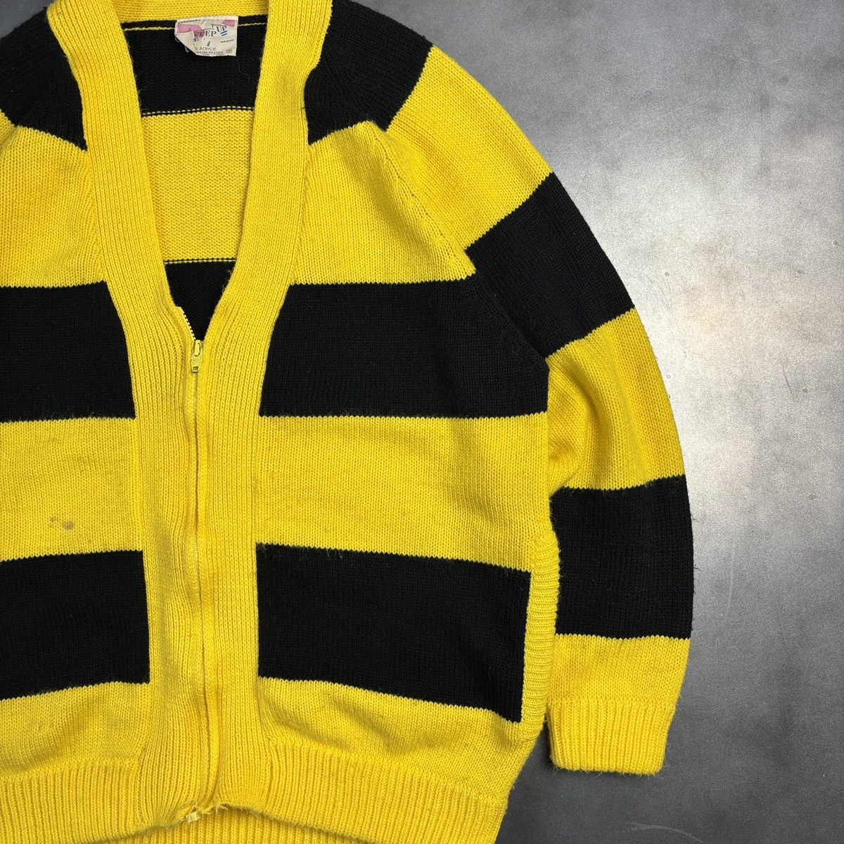 Other × Vintage 1980s Vintage Cardigan Sweater Striped Zip-Up Bumble Bee 80s Size US S / EU 44-46 / 1 - 8 Thumbnail