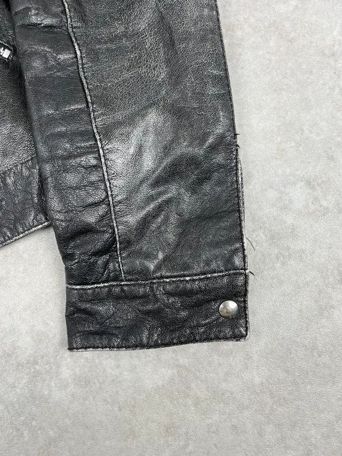 Vintage 2000s Massimo Rebecchi Biker Black Eroded Leather Jacket Size US S / EU 44-46 / 1 - 9 Thumbnail