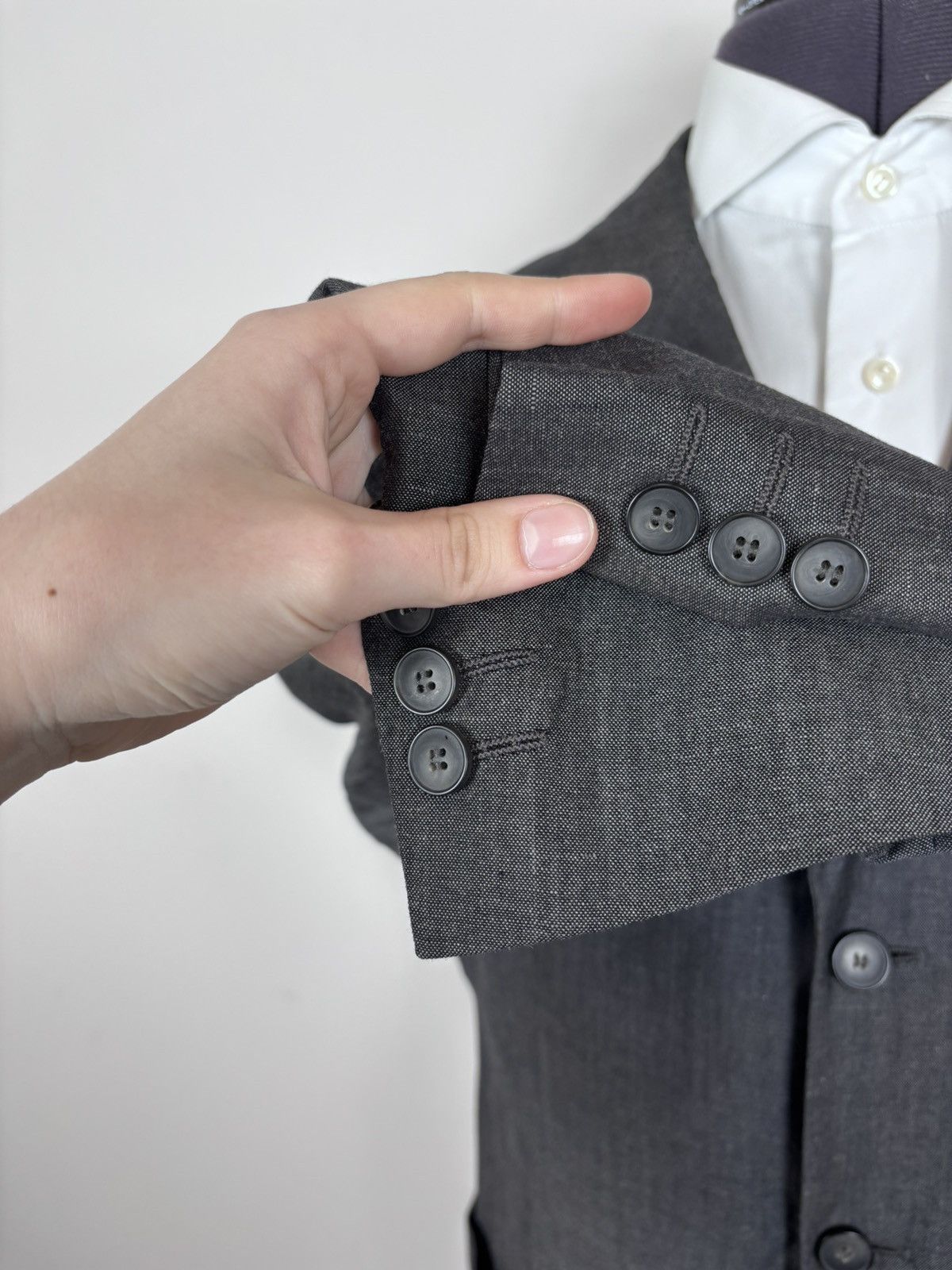 Dolce & Gabbana Dolce & Gabbana Men’s Vintage Grey Linen Wool Blazer Jacket Size 44R - 6 Thumbnail