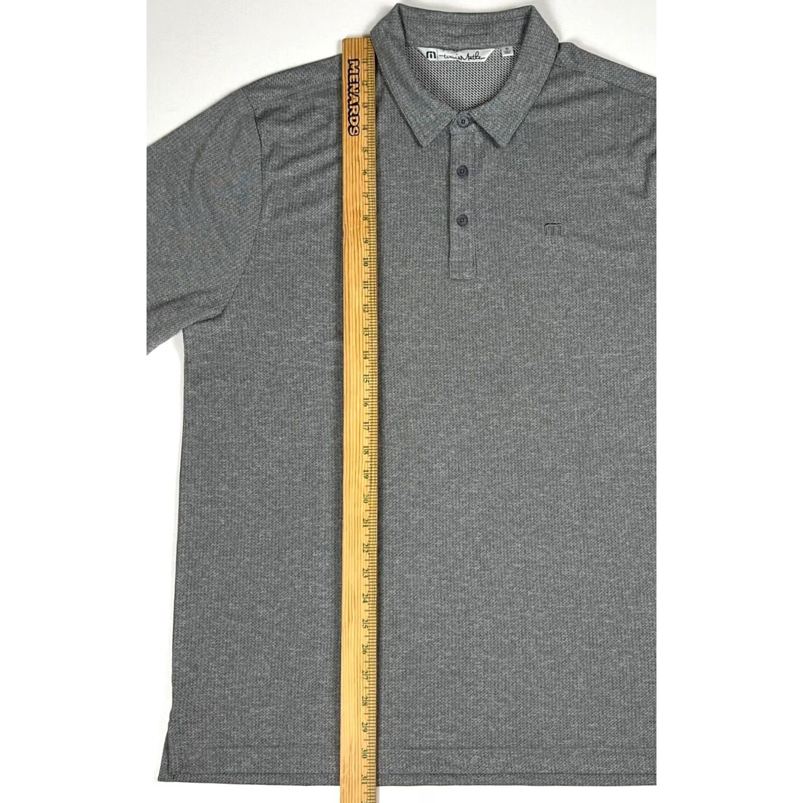 TravisMathew Travis Mathew Polo Shirt Men’s XL Gray Sponsor Logo Short Sleeve Collared Golf Sports 100% Polyester Casual Shirt Size US XL / EU 56 / 4 - 7 Thumbnail