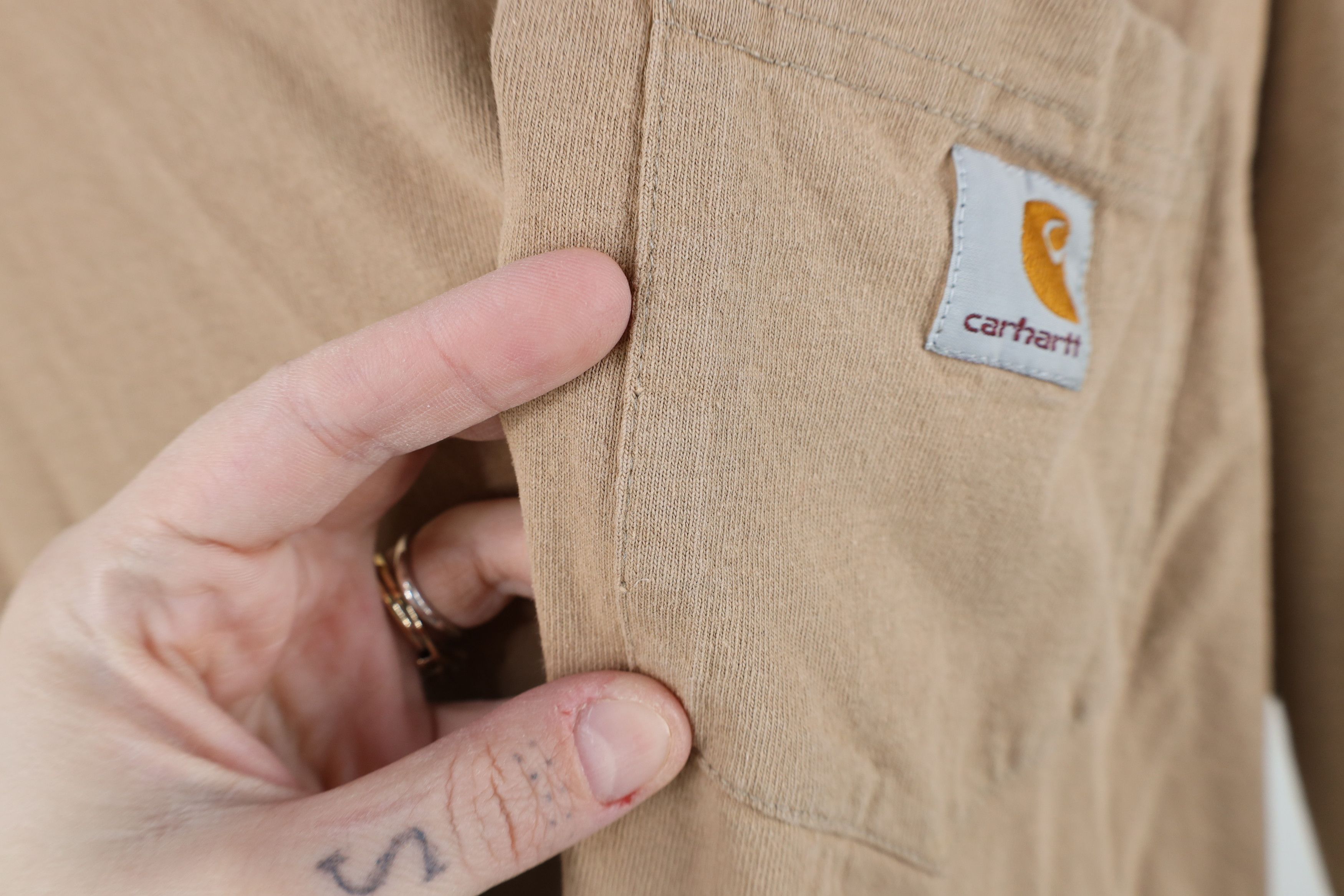 Carhartt × Vintage Vintage Y2K Carhartt Spell Heavy Cotton Pocket T-Shirt Khaki Size US XXL / EU 58 / 5 - 7 Thumbnail