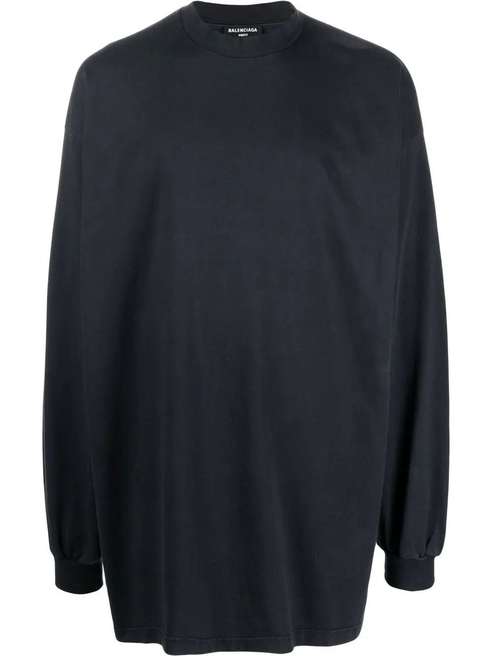 Balenciaga o1in1g0525 Tab Long Sleeve T-Shirt Oversized in Black Size US XL / EU 56 / 4 - 1 Thumbnail