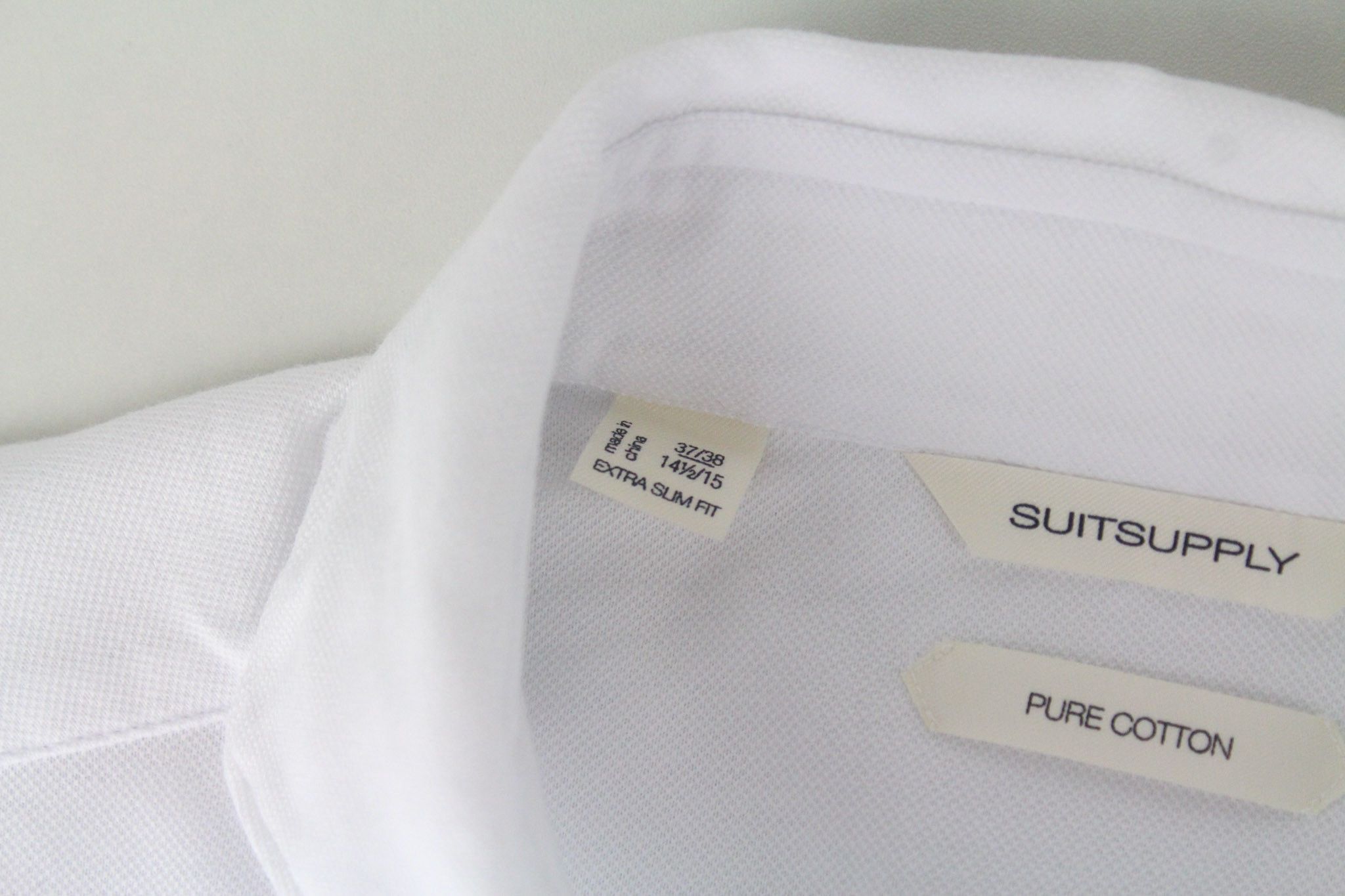 Suitsupply 37/ 14 1/2/38/ 15 White Extra Slim Cotton Polo 72447 Size 38R - 5 Thumbnail