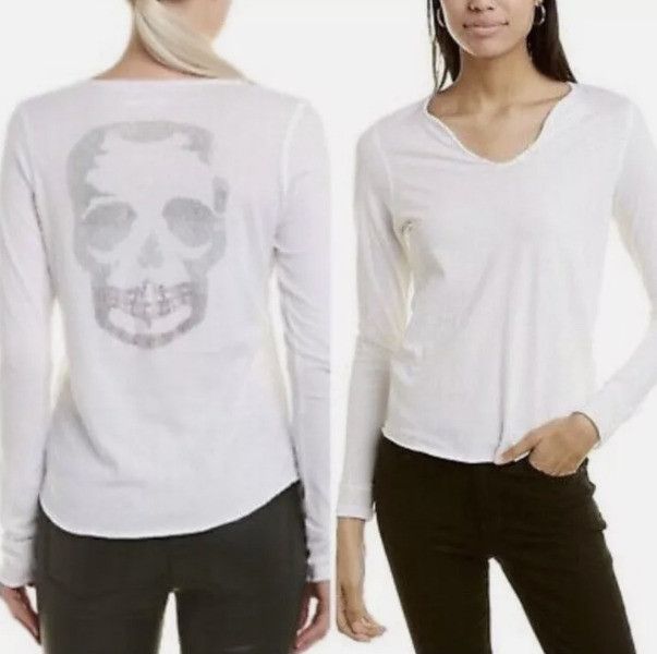Zadig & Voltaire Zadig & Voltaire Tunisien ML Strass Skull Top White ( S ) Size S / US 4 / IT 40 - 1 Thumbnail