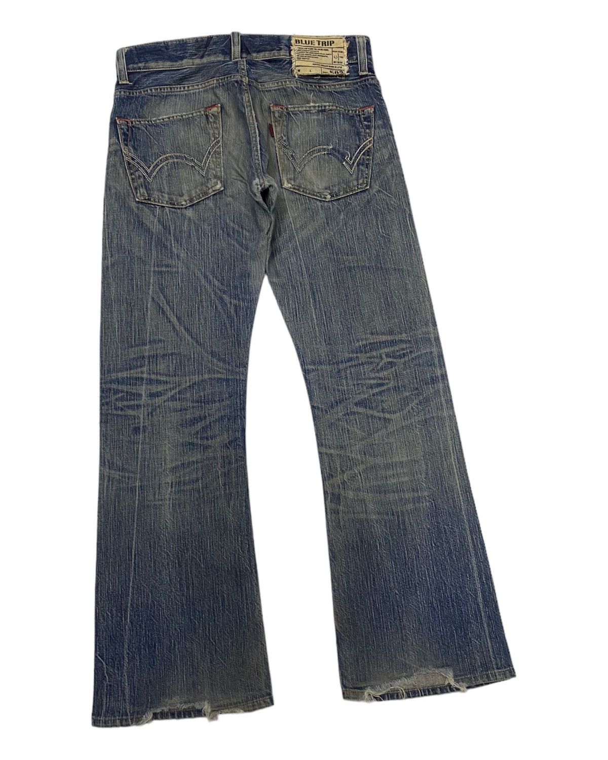 Edwin 🔥FLARE JEANS EDWIN 503 BLUE TRIP DISTRESSED DENIM JEANS Size US 32 / EU 48 - 4 Thumbnail