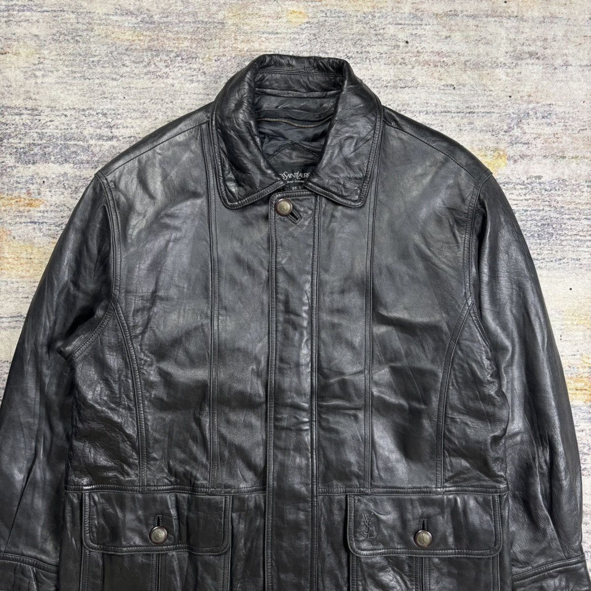 Yves Saint Laurent Vintage 90s Yves saint laurent embossed logo leather jacket Size US M / EU 48-50 / 2 - 3 Thumbnail