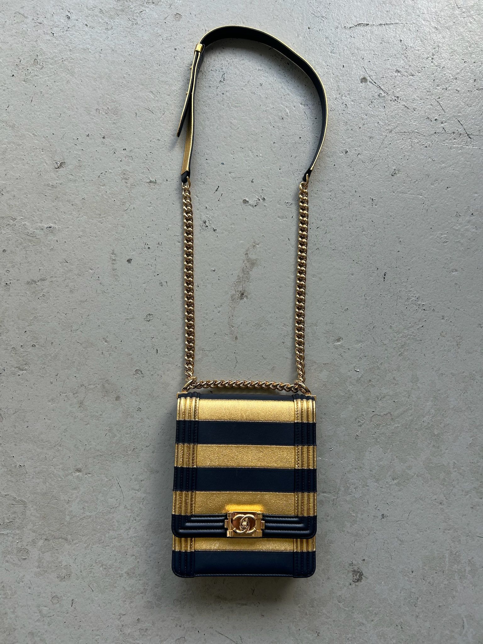 Chanel Chanel Metallic Lambskin Striped North South Cross Body Bag Size ONE SIZE - 1 Thumbnail