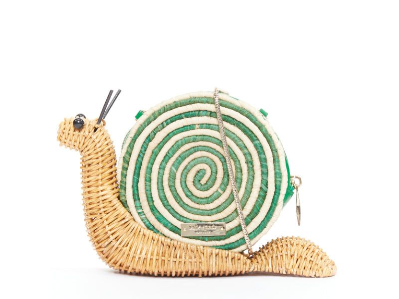 Kate Spade KATE SPADE Spring Forward Wicker Snail green raffia straw rattan crossbody clutch Size ONE SIZE - 1 Thumbnail