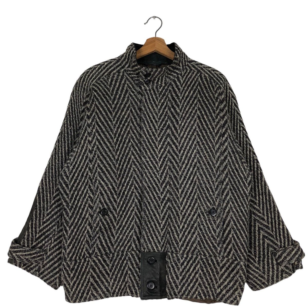 Japanese Brand 🔥Vtg Herringbone Wool Bomber Jacket Viasun Issey Miyake Size US M / EU 48-50 / 2 - 1 Thumbnail