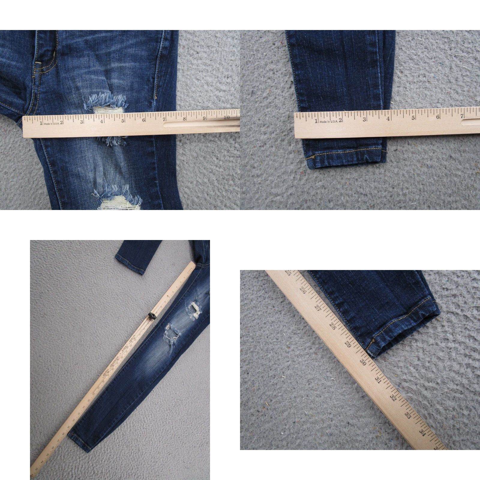 Vintage KanCan Jeans Women 25 Blue Denim Distressed Skinny Dark Wash 5-Pocket Design Mid Rise Womens Size 42" / US 20 - 8 Thumbnail