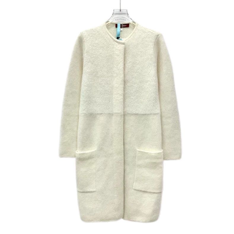 Max Mara Max Mara Off-white rabbit hair long-sleeved overcoat Size S / US 4 / IT 40 - 1 Thumbnail