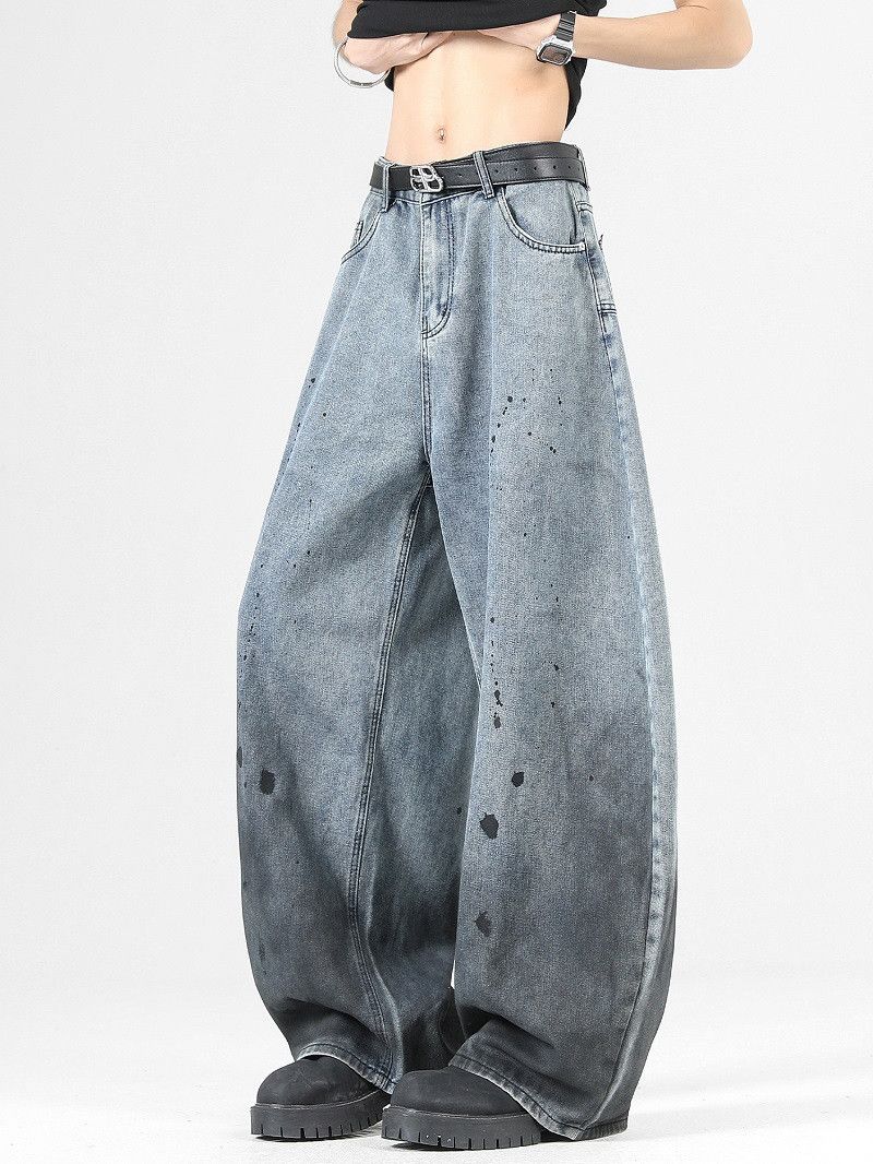Vintage American-style gradient ink splatter curved jeans for men Size US 32 / EU 48 - 3 Thumbnail