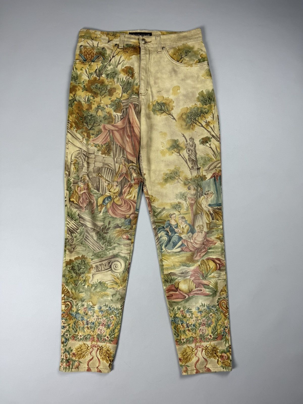 Roberto Cavalli Rare Roberto Cavalli Renaissance Angels Overprinted Jeans Size 32" / US 10 / IT 46 - 1 Thumbnail