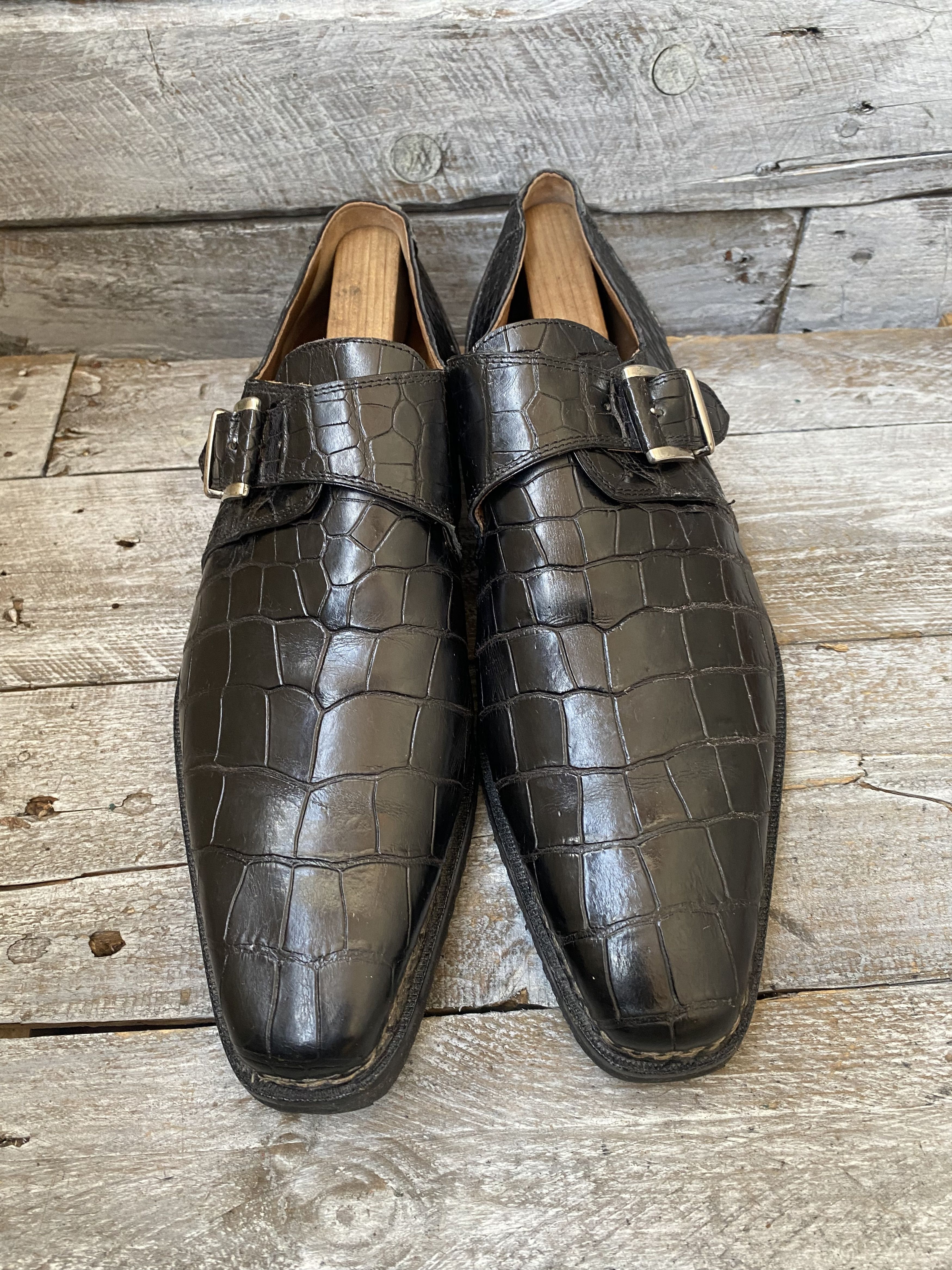 Mauri exotic alligator monkstrap dress shoes sz 10