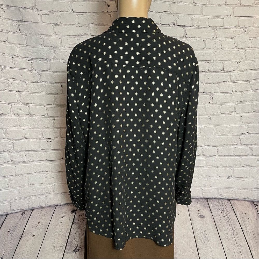 Chicos Chico's Black With Gold Polka Dots Blouse Size 2 US L Size L / US 10 / IT 46 - 4 Thumbnail