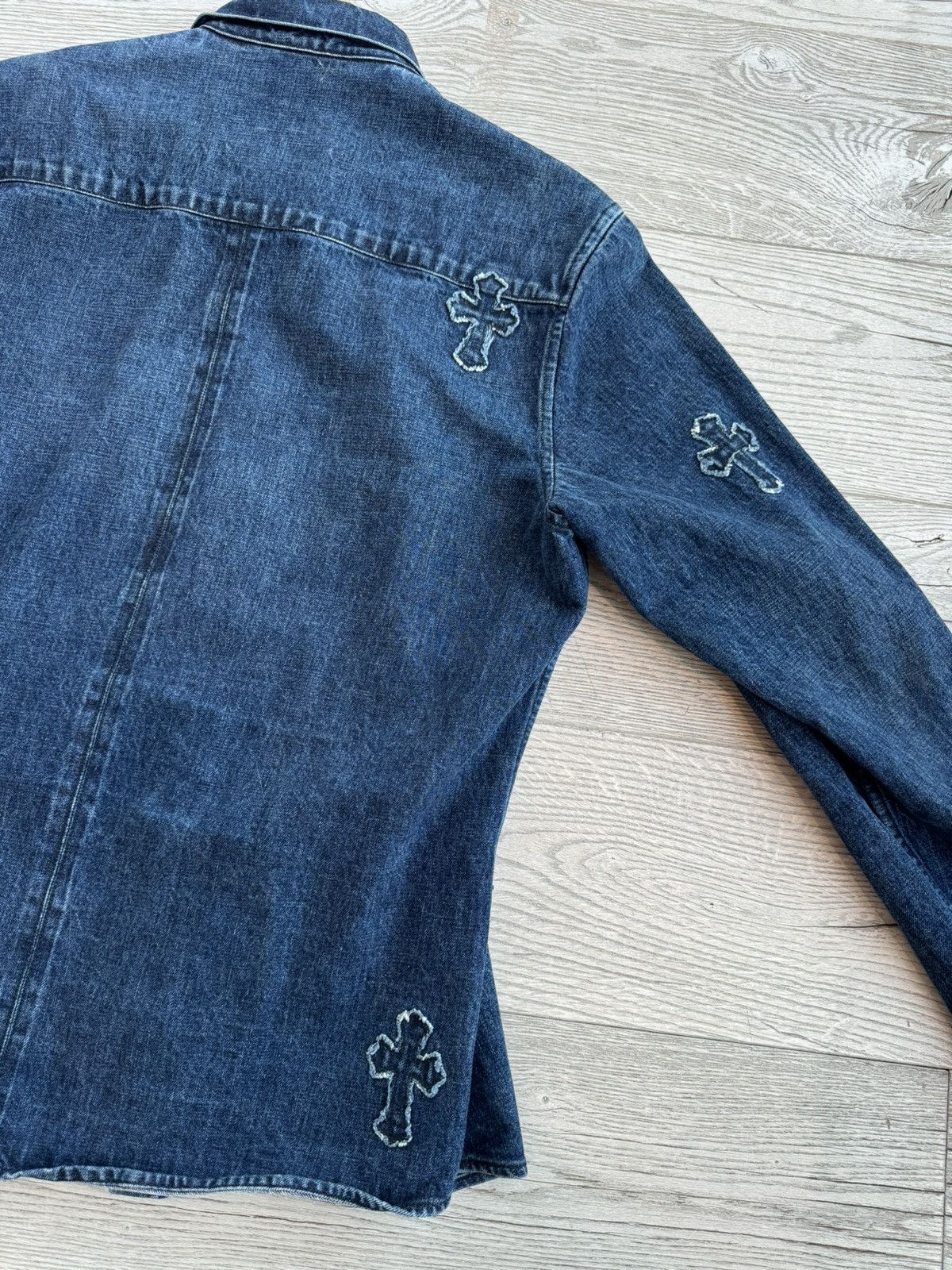 Chrome Hearts Chrome Hearts Denim Cross Patch Overshirt Size US XXL / EU 58 / 5 - 7 Thumbnail