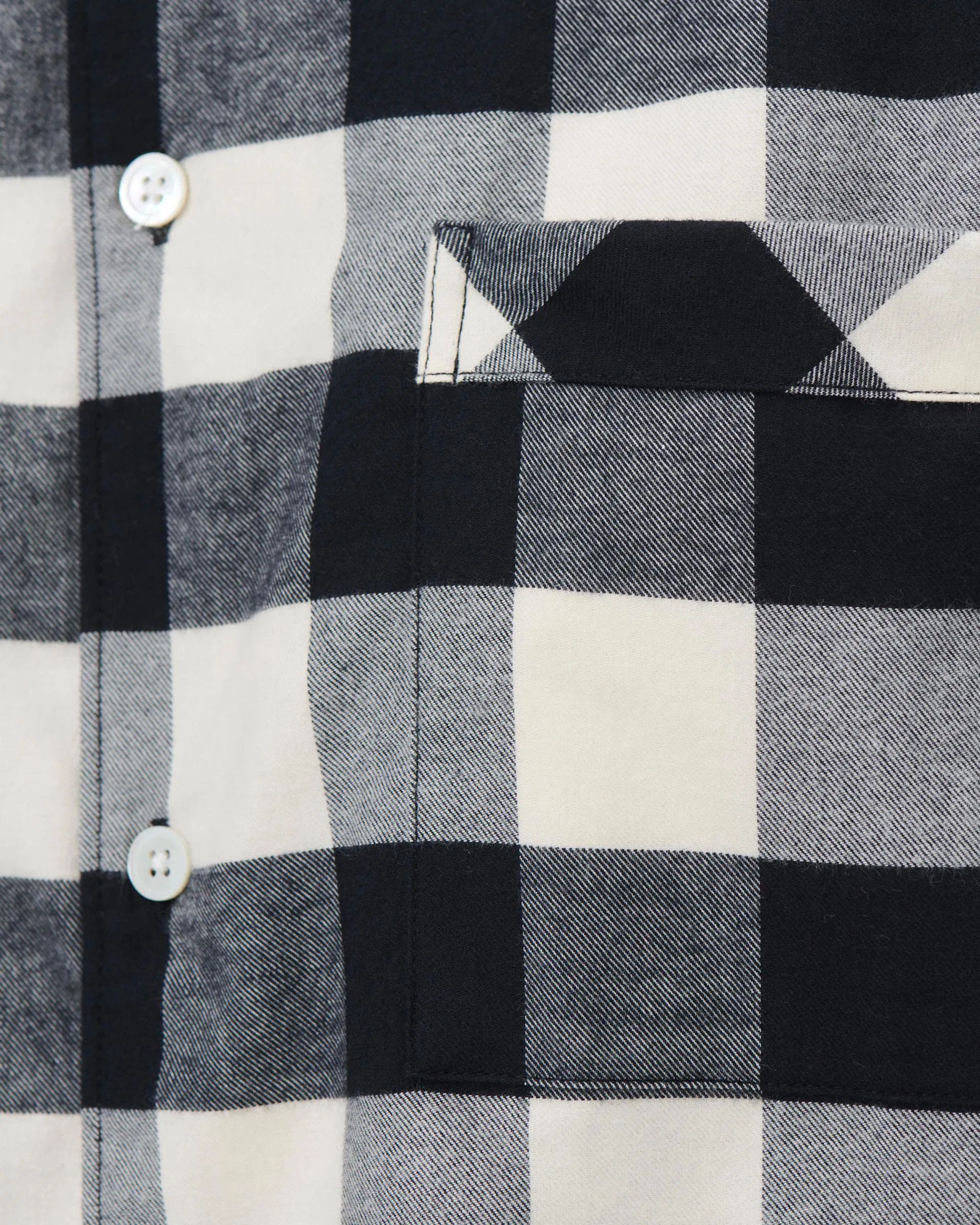 Tekla o1mle0325 Unisex Flannel Pyjamas Shirt in Black Gingham Size M / US 6-8 / IT 42-44 - 7 Thumbnail