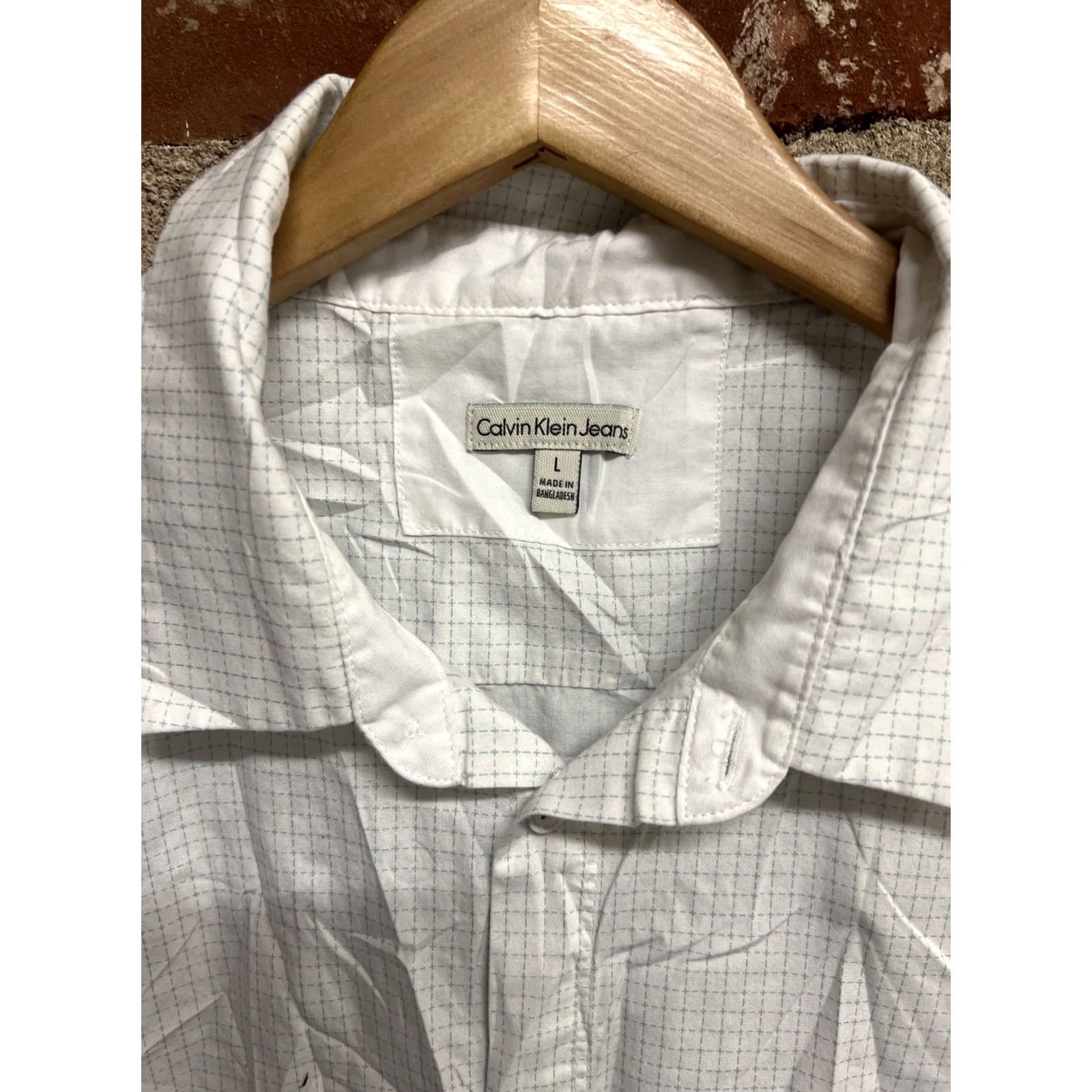 Vintage Calvin Klein Jeans White Button Up Shirt Adult Large Collared Short Sleeve Mens Size US 33 - 2 Thumbnail