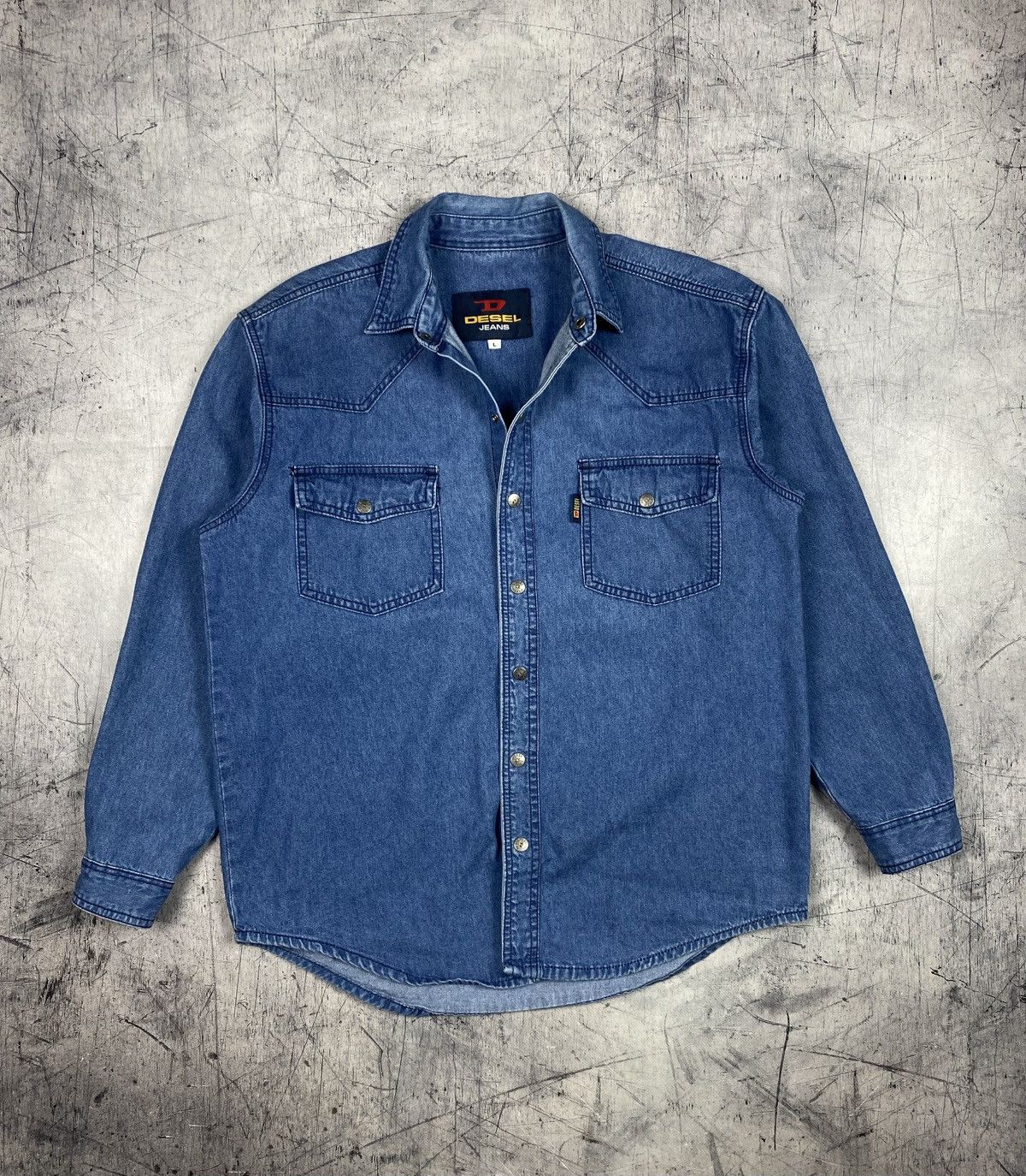 Other Vintage Bootleg Diesel Style Denim Shirt Western Workwear Size US L / EU 52-54 / 3 - 2 Thumbnail