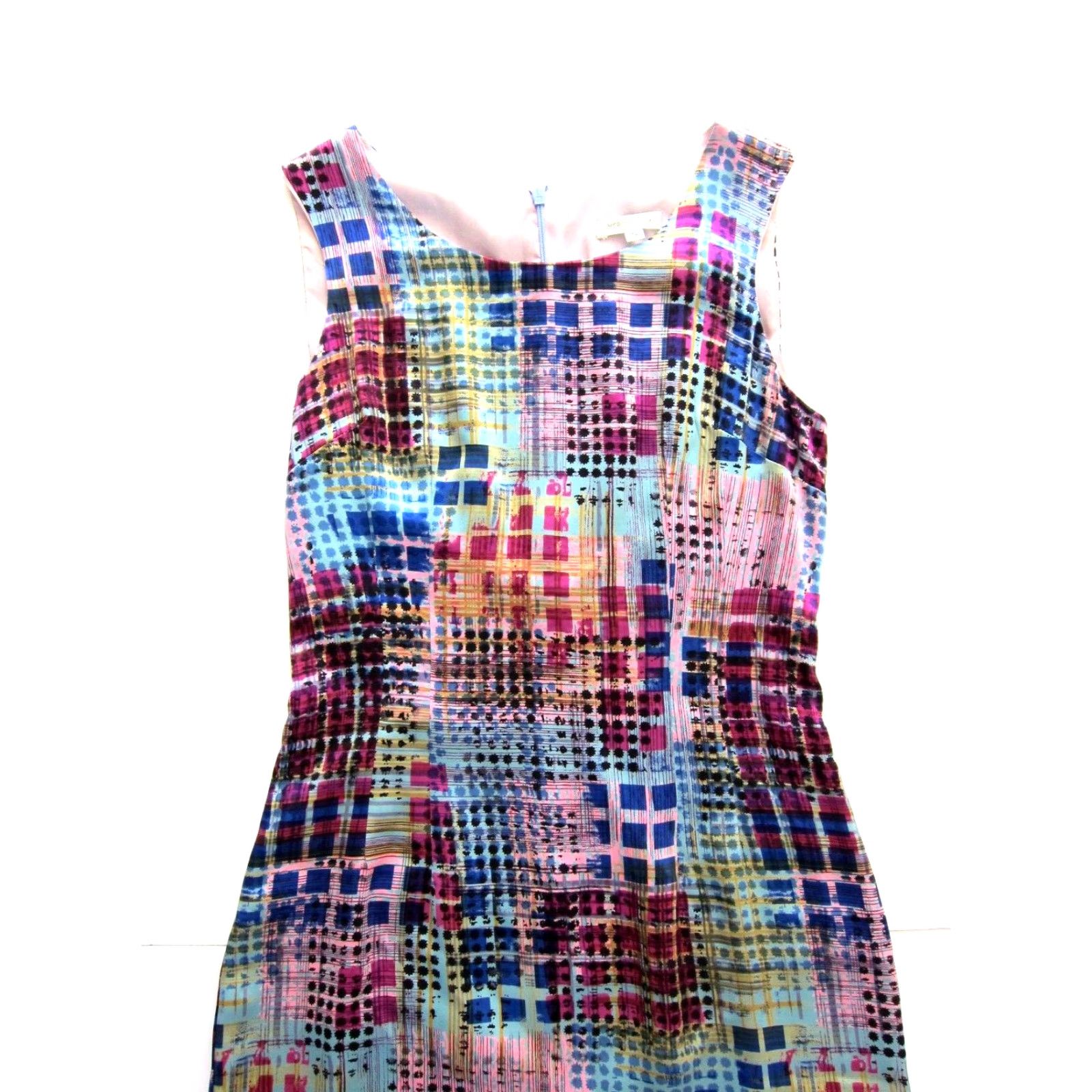 Pinko Mercy Jones 100% Rayon Pink Blue Plaid Sleeveless Sheath Tank Dress Small Size S / US 4 / IT 40 - 3 Thumbnail