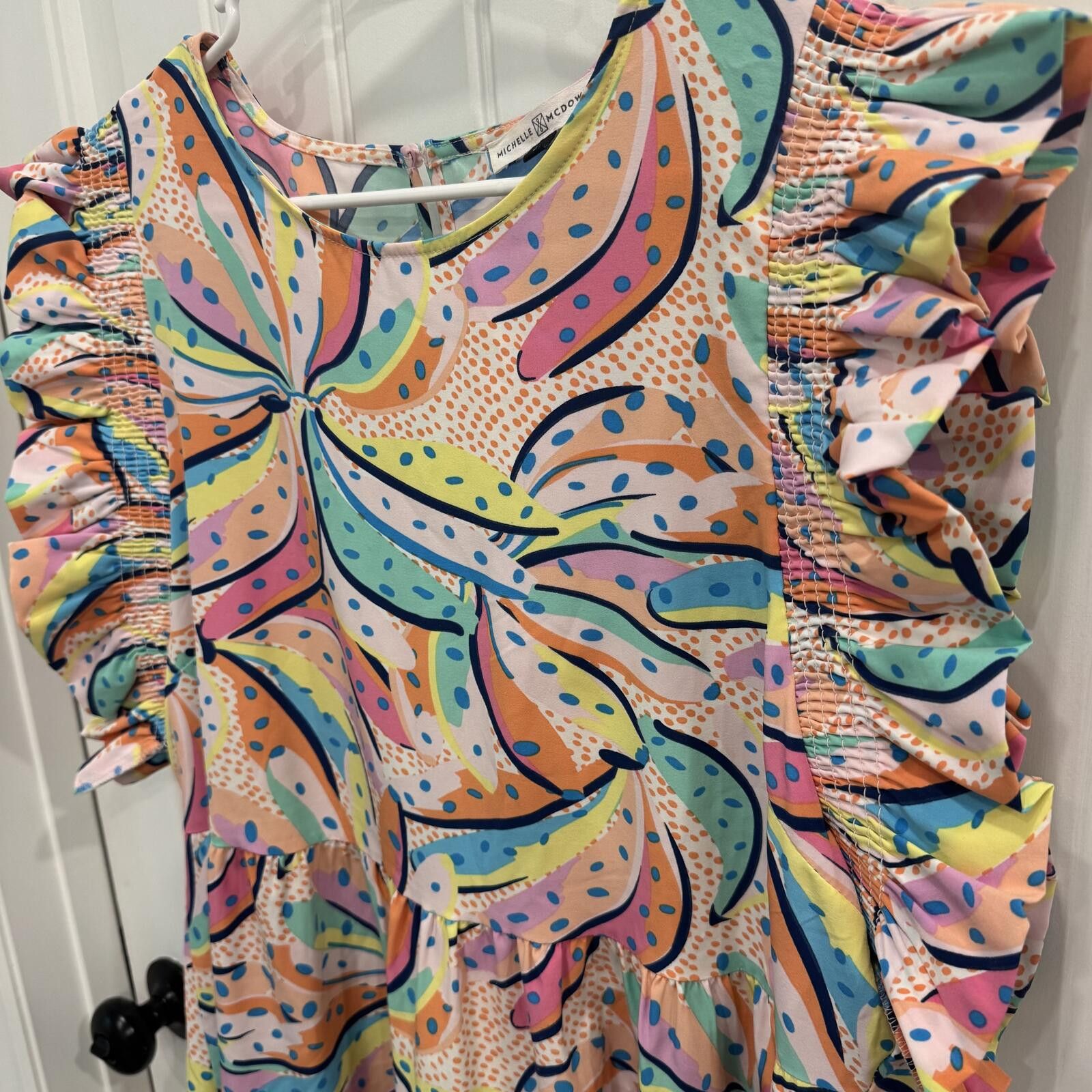 Other Michelle McDowell Colorful Ruffle Sleeve Dress Size L Size L / US 10 / IT 46 - 1 Thumbnail