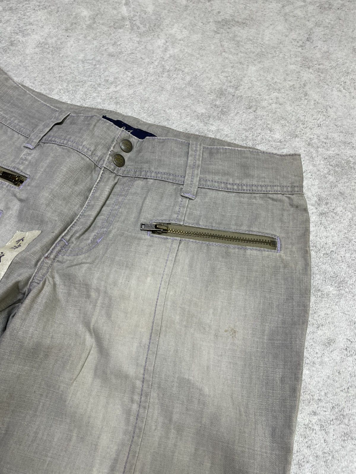 If Six Was Nine × Japanese Brand × Le Grande Bleu (L.G.B.) Detail crash break mix leather trashed flared jean Size US 27 - 4 Thumbnail
