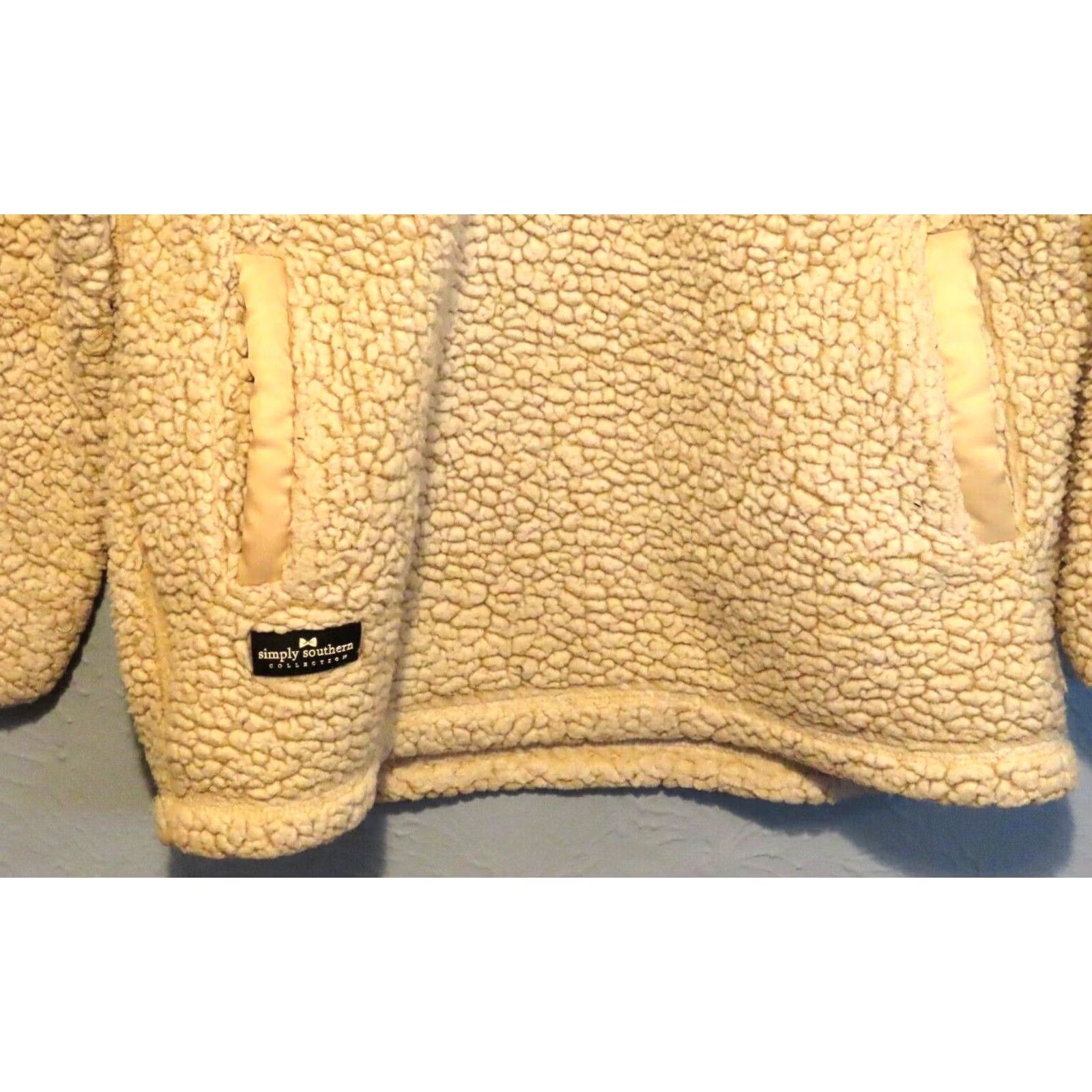 Vintage Simply Southern Womens L Pullover 1/4 Zip Fuzzy Ivory Sweater Regular Long Sleeve Queen Size L / US 10 / IT 46 - 2 Thumbnail