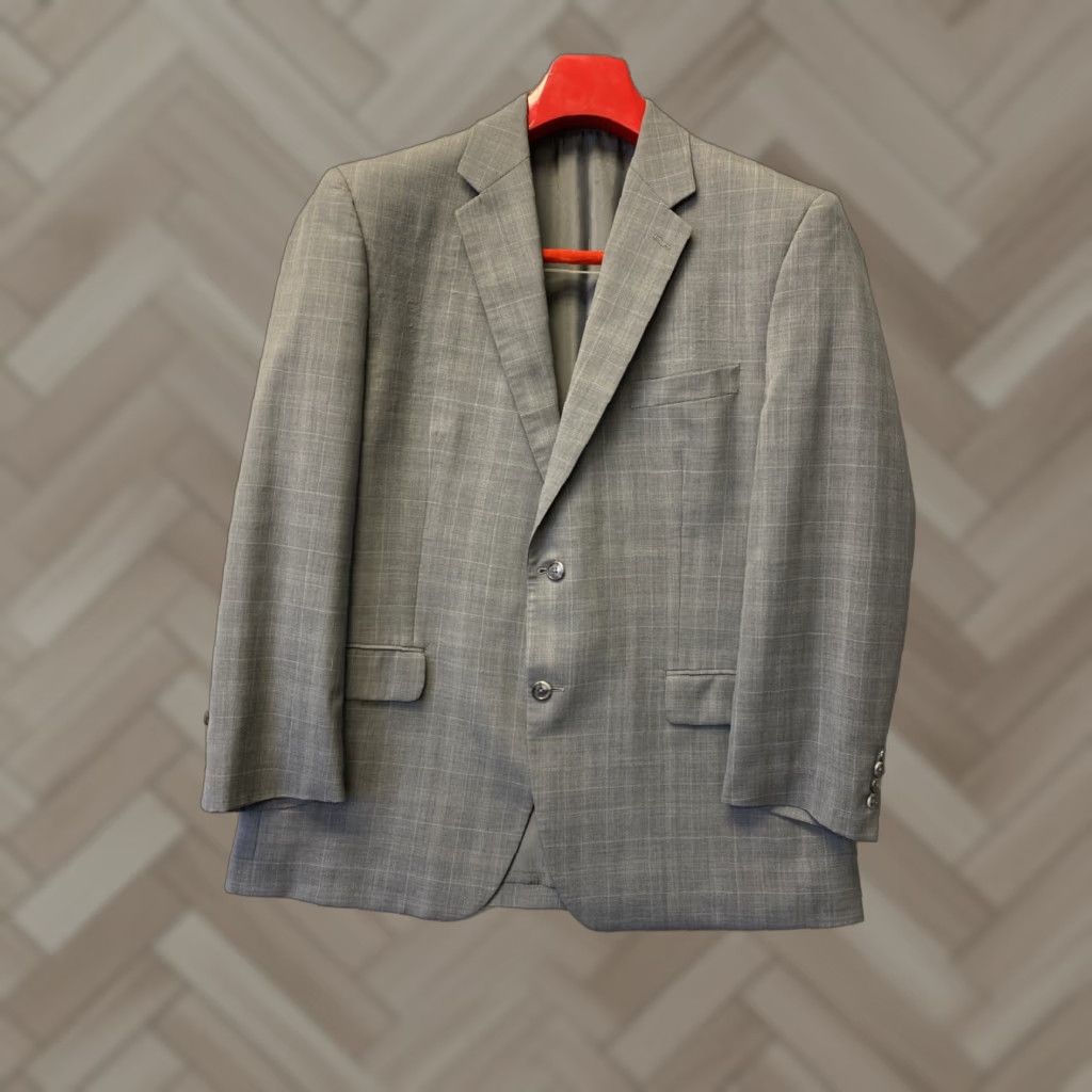 Calvin Klein Calvin Klein mens blazer 44 gray plaid 2bt jacket sport coat Size 44R - 1 Thumbnail