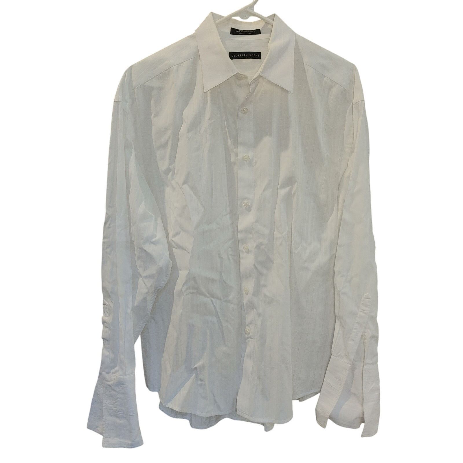 Geoffrey Beene Geoffrey Beene Men's LG White Long Sleeve Casual Dress Shirt Size US L / EU 52-54 / 3 - 1 Thumbnail