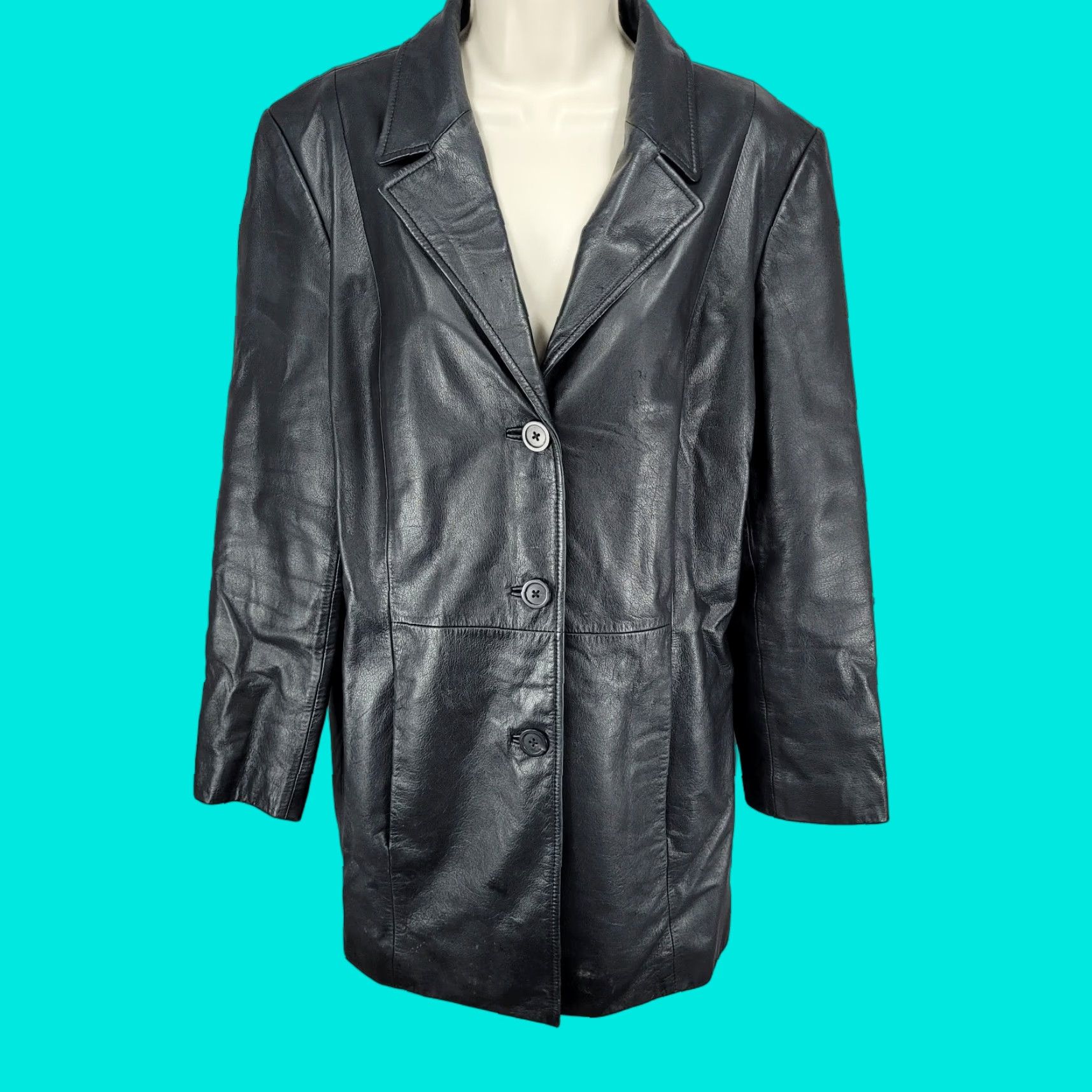 Preston & York Preston & York Jacket Women Black Leather Buttoned Pockets M 90s Classic Casual Size M / US 6-8 / IT 42-44 - 1 Thumbnail