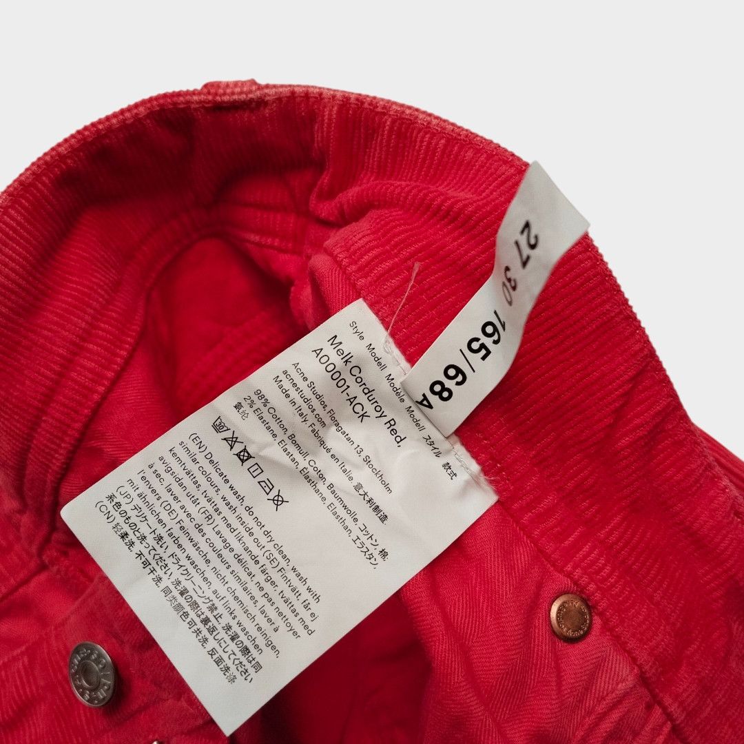 Acne Studios × Designer Acne Studios Bla konst melk conduroy red pant Size 27" / US 4 / IT 40 - 5 Thumbnail