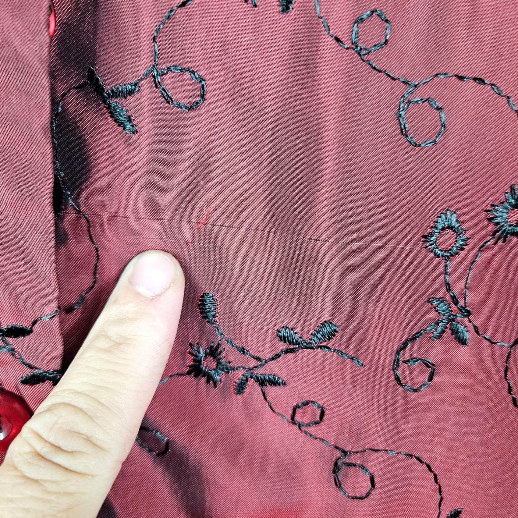 Vintage Caribe Shirt Women's Red Floral Embroidered Button-Up Long Sleeve Sz S Size S / US 4 / IT 40 - 5 Thumbnail
