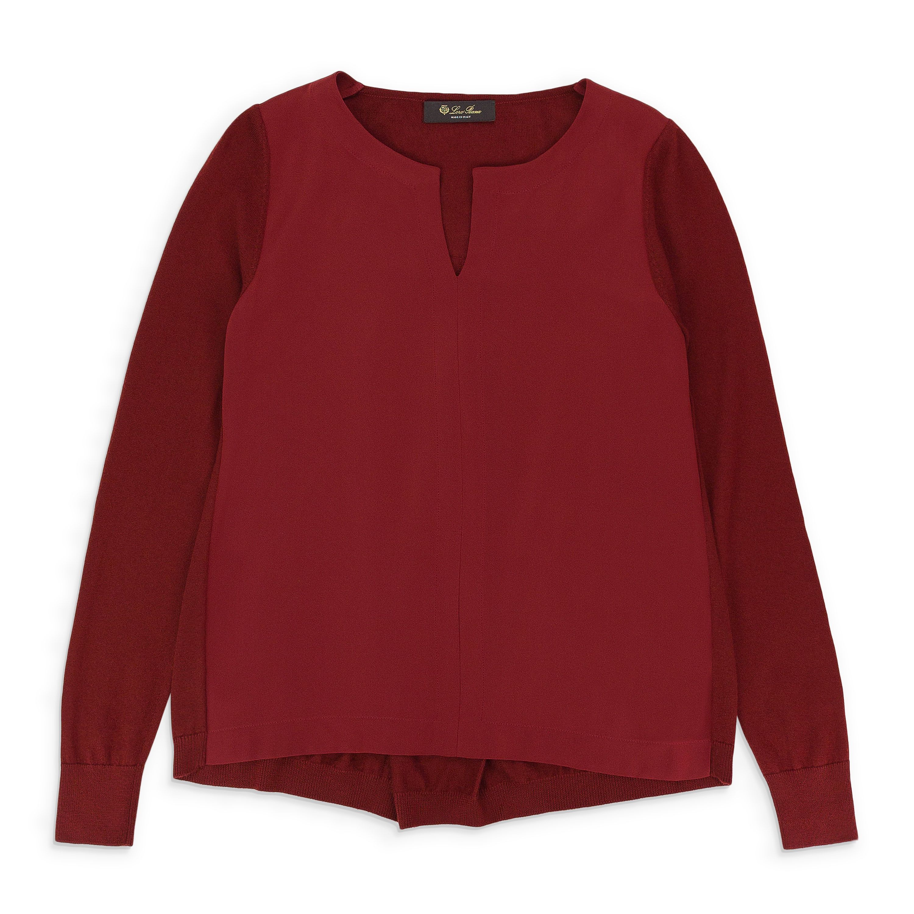 Loro Piana SILK V-NECK BURGUNDY BLOUSE SIZE 40 Size S / US 4 / IT 40 - 1 Thumbnail