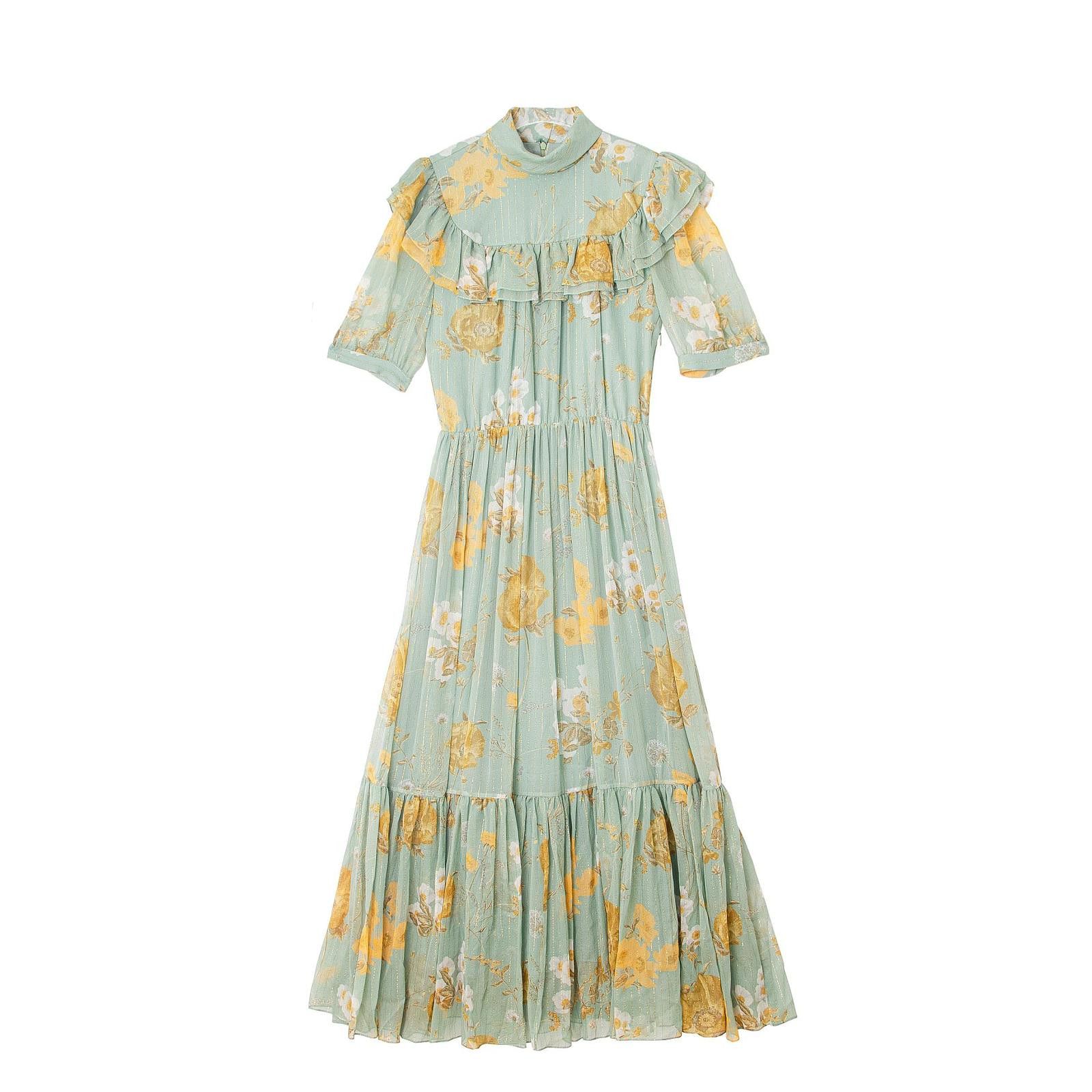 Celine Celine Floral Silk Ruffle Midi Dress Size 34 Size XS / US 0-2 / IT 36-38 - 1 Thumbnail