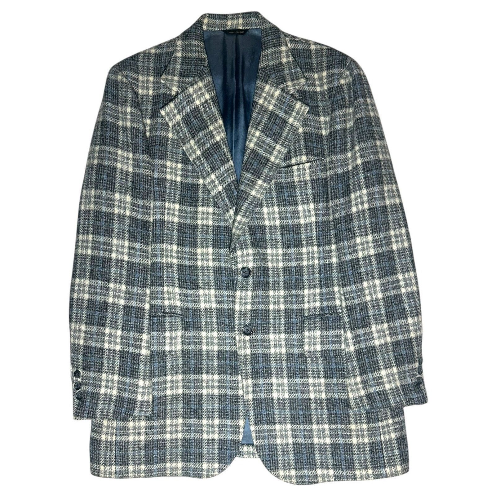 Harris Tweed Harris Tweed Mens 42R Plaid Blazer Jacket Blue Gray Size 42R - 2 Thumbnail