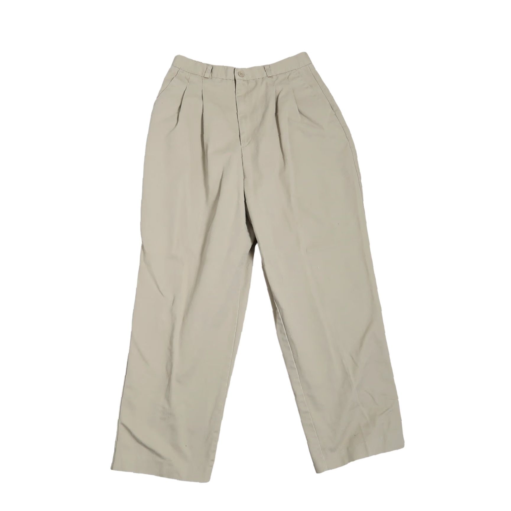 Vintage VINTAGE 90s tan khaki pleat front straight leg trouser pants 14P Petite Cotton - Epitome Mens? Wait—must not guess gender. Use original words only. Size 26" / US 2 / IT 38 - 2 Thumbnail
