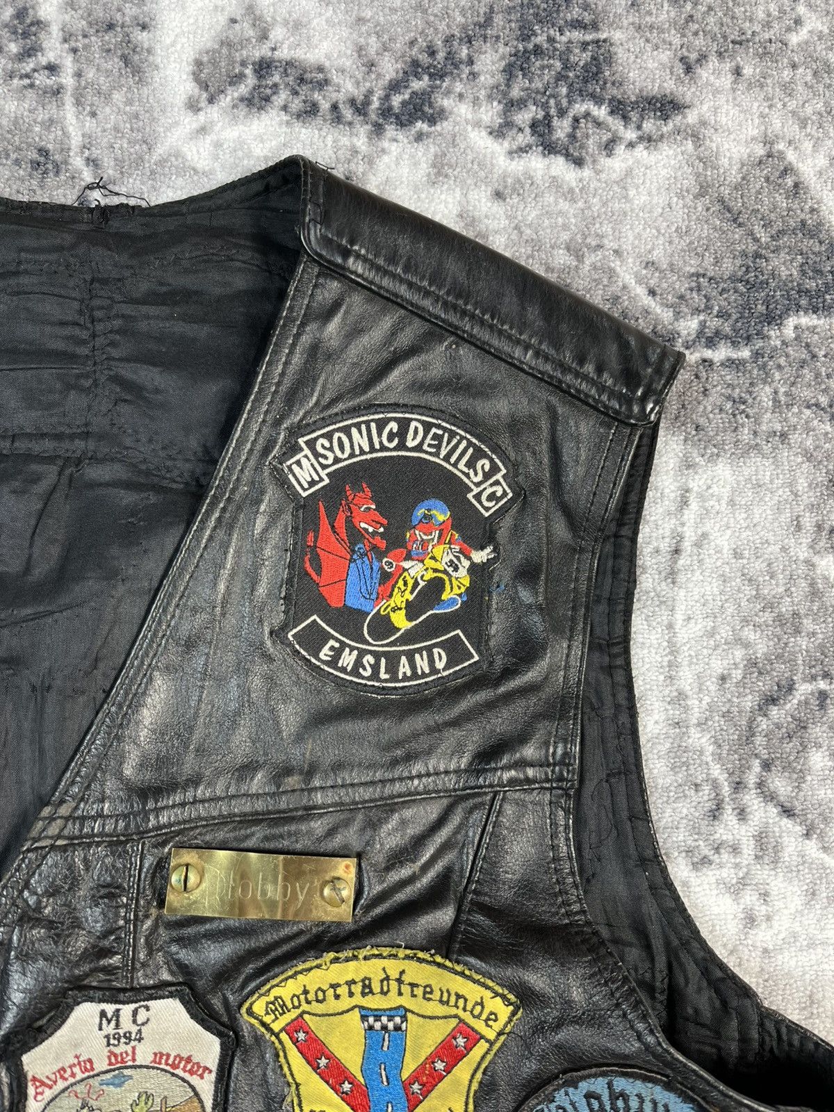 Vintage Vintage Biker Leather Vest – Sonic Devils MC Emsland Size US L / EU 52-54 / 3 - 5 Thumbnail