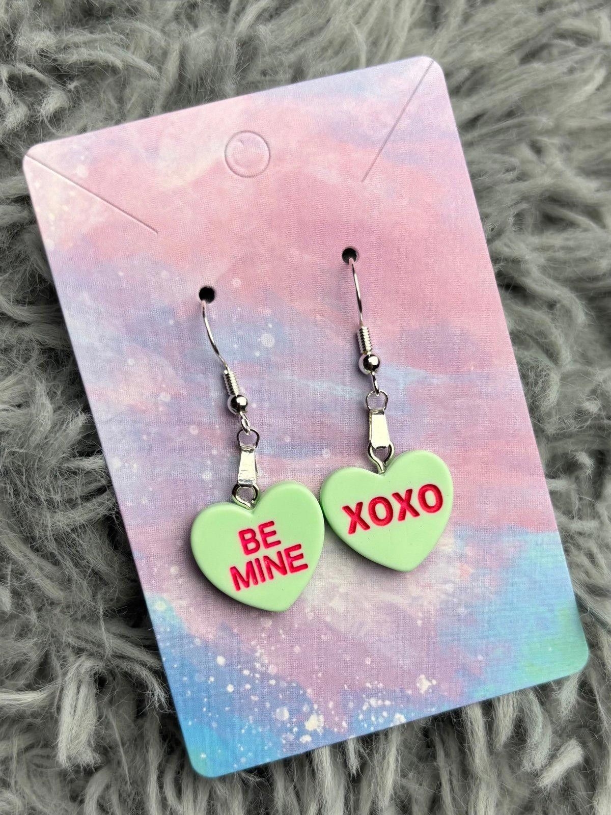 Handmade Mint green Heart earrings Size ONE SIZE - 1 Preview