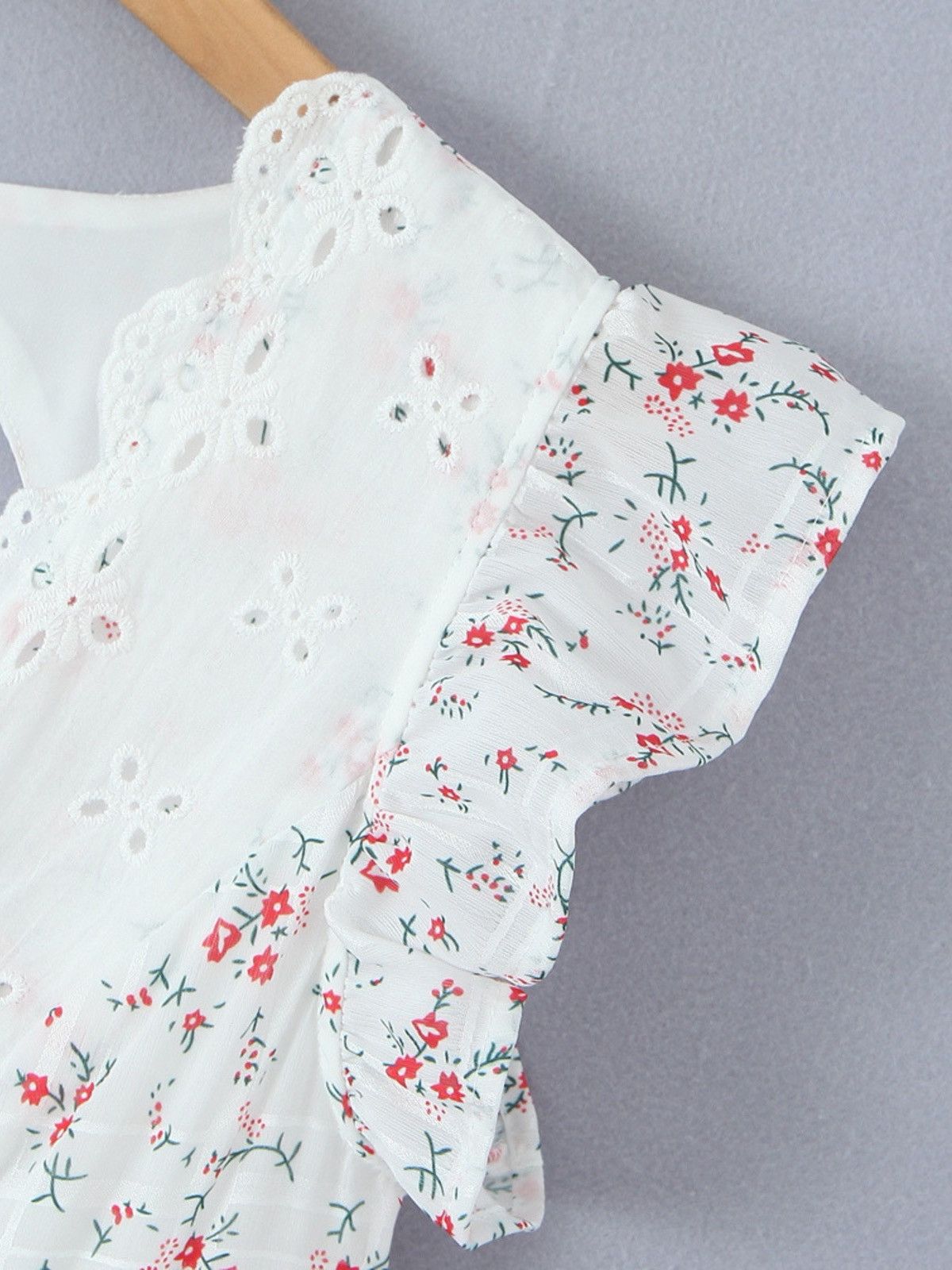 Other NWT White Floral Tiered Eyelet Mini Dress-Coquette Soft Girl Size M / US 6-8 / IT 42-44 - 8 Thumbnail