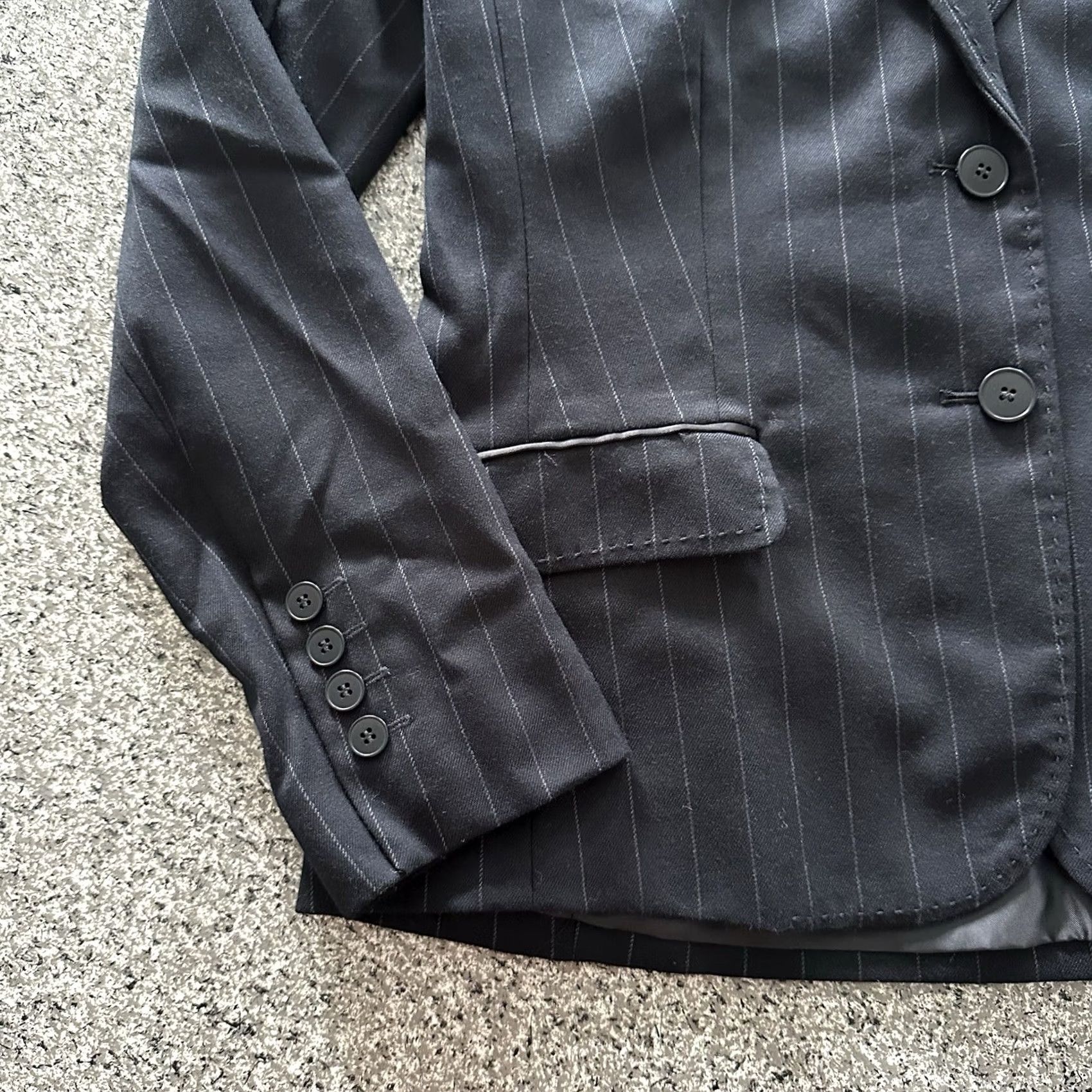 Vintage New York & Company Blazer Women’s 12 Black Button Stretch Short Sleeve? Size XL / US 12-14 / IT 48-50 - 2 Thumbnail