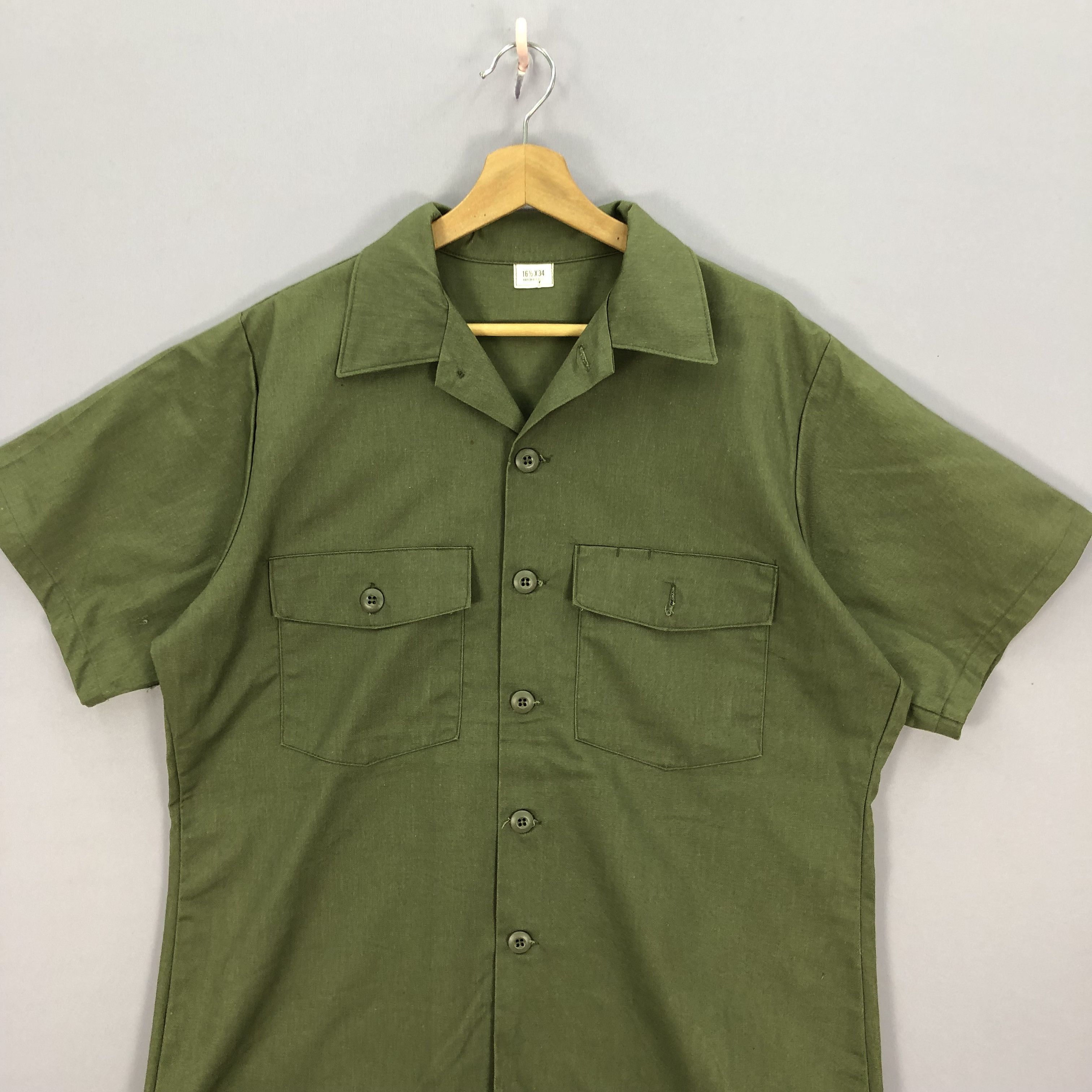 Vintage Vintage 80s US Army Military Utility Dura Press OG-507 Shirt Size US L / EU 52-54 / 3 - 3 Thumbnail