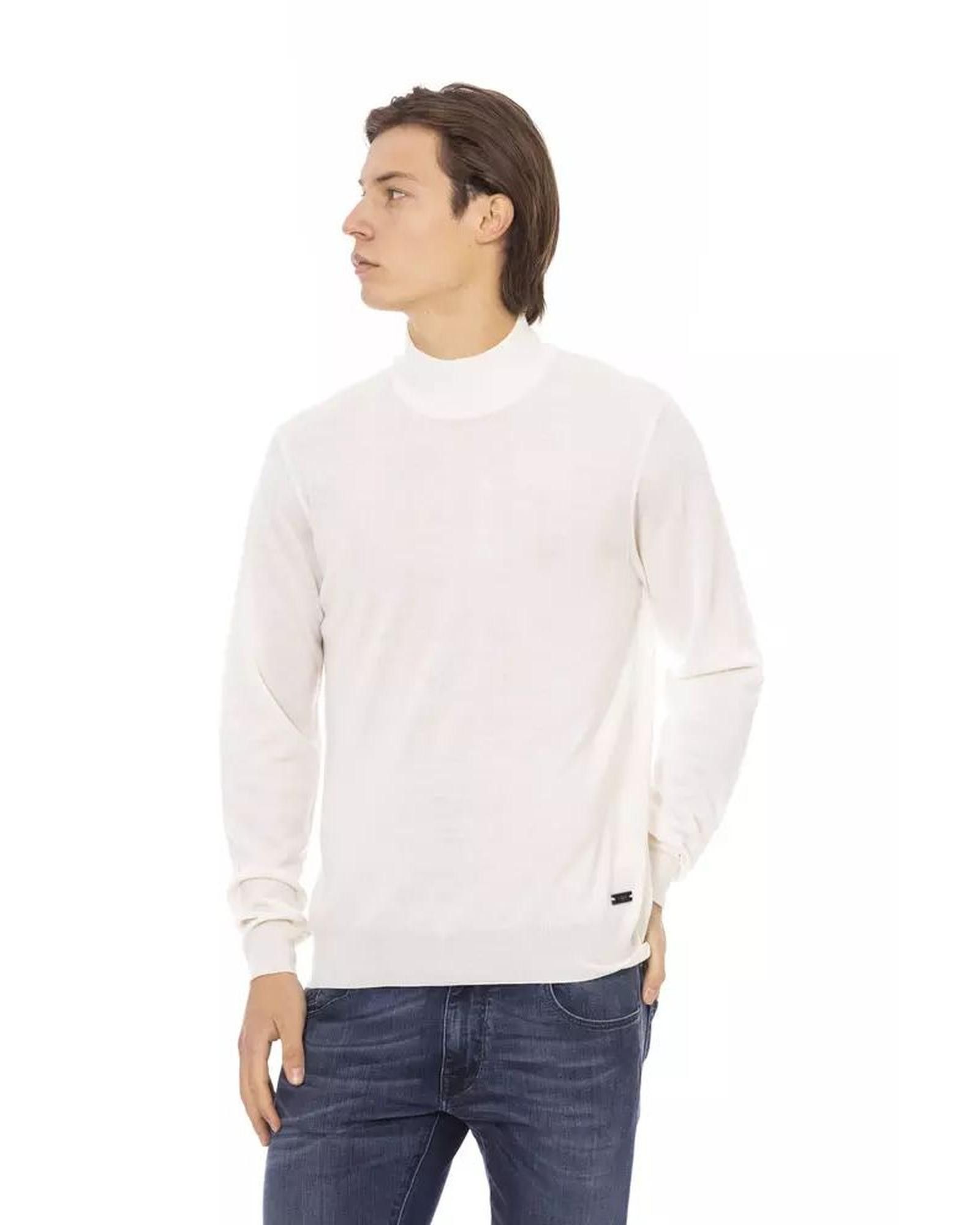 image of Baldinini Turtleneck Fabric Sweater in White, Men's (Size XL)