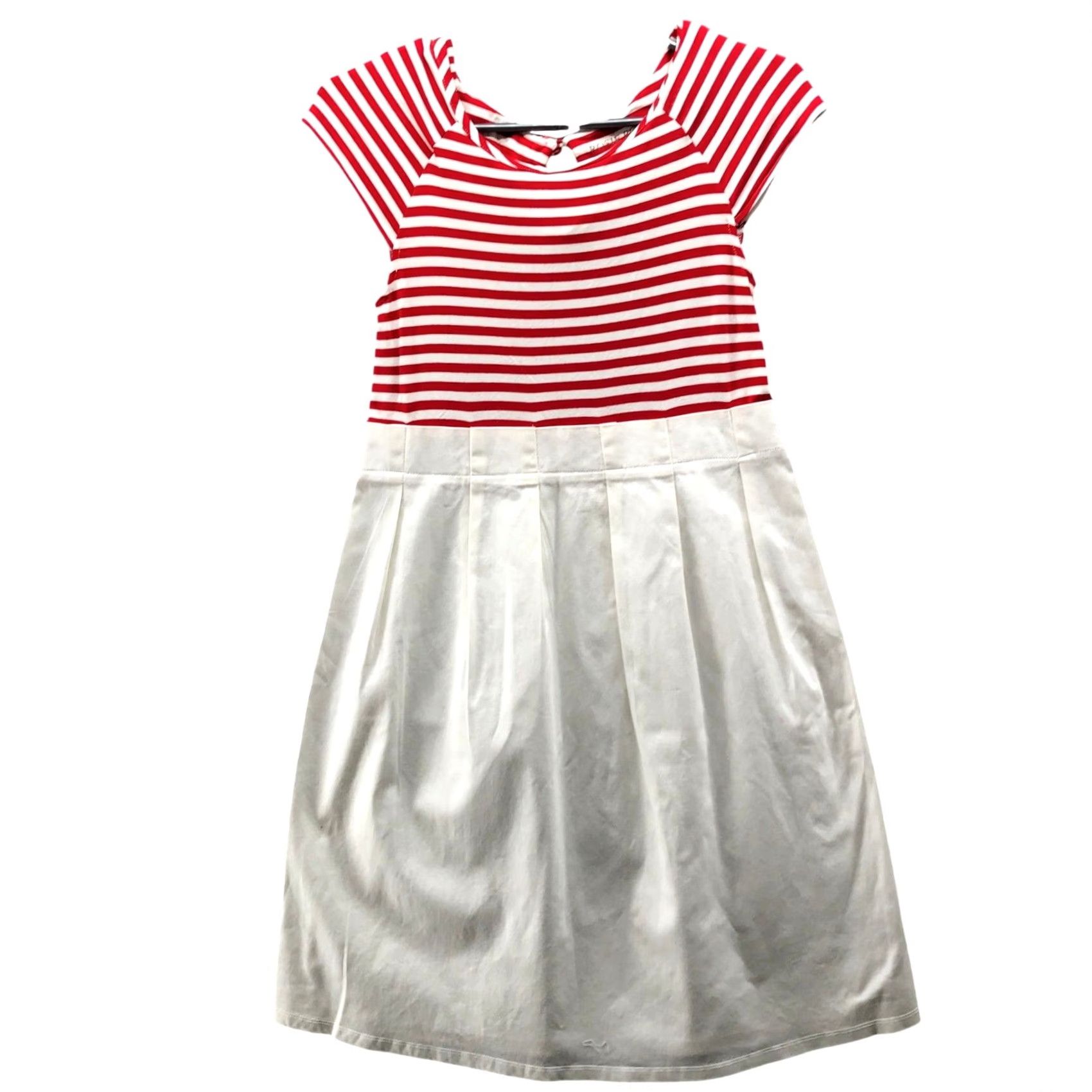 Nautica VINTAGE Rosie Pope Maternity Dress XS Striped Mixed Media Pleated Red White Nautical Size XS / US 0-2 / IT 36-38 - 2 Thumbnail
