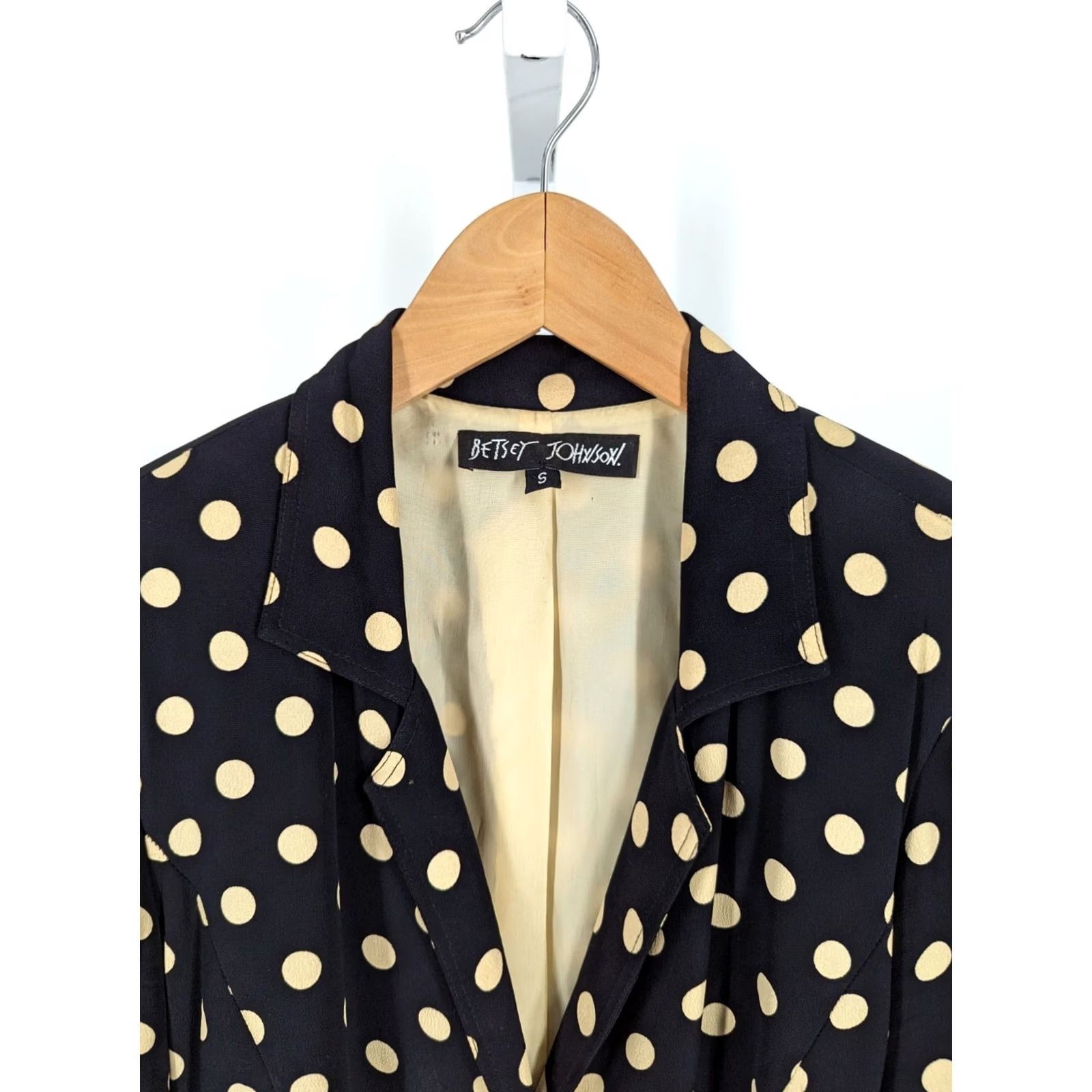 Betsey Johnson VINTAGE Betsey Johnson Polka Dot Navy Paneled Jacket Oversized Small USA 36 Womens 90s Jacket Size S / US 4 / IT 40 - 4 Thumbnail