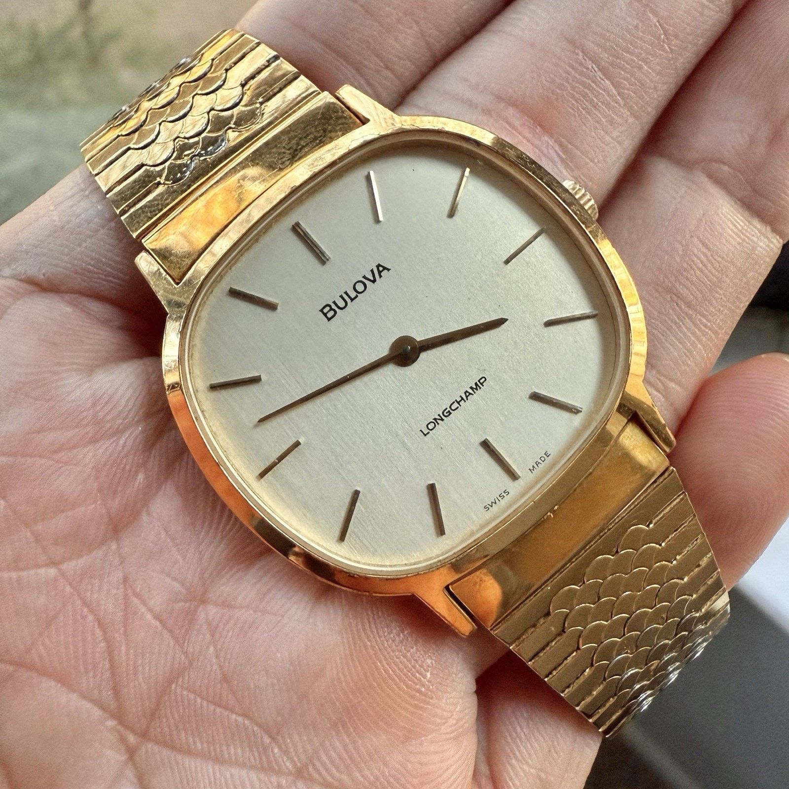 Bulova × Vintage Vintage Bulova Longchamp Swiss Watch Gold Tone Snake Scale Size ONE SIZE - 11 Thumbnail