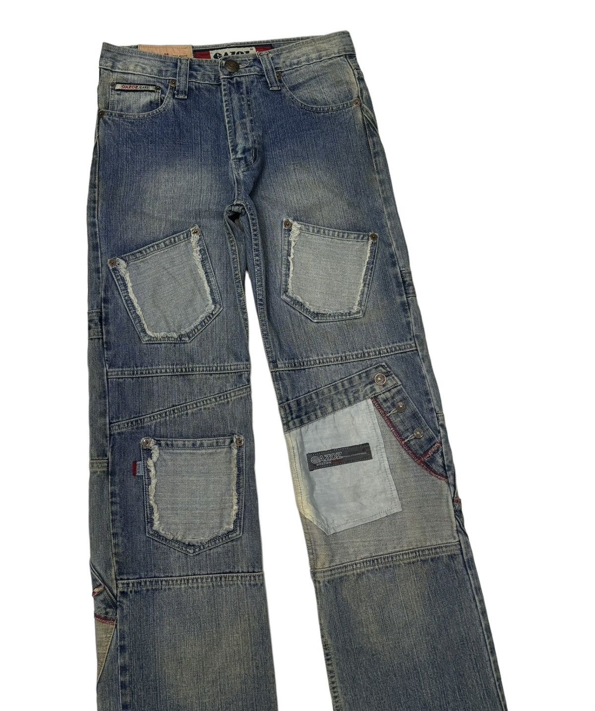 14th Addiction RECONSTUCTED MULTI POCKET DENIM PATCHWORK GAZOZ JEANS HYPE Size US 32 / EU 48 - 7 Thumbnail