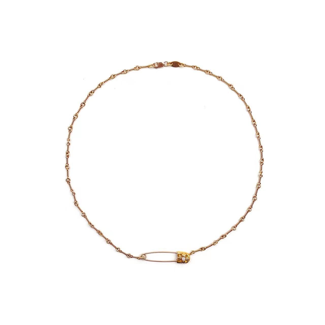 Chrome Hearts Chrome Hearts 22k Gold Diamond Twist Chain Pin Necklace Size ONE SIZE - 1 Thumbnail
