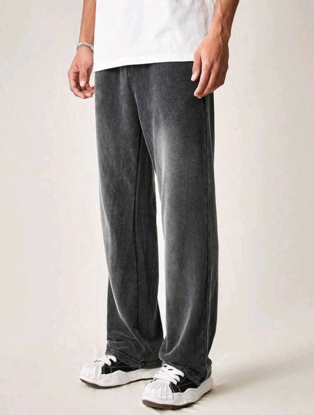 Japanese Brand Simple Loose Knitted Faded Black Gray sh Size US 33 - 6 Thumbnail